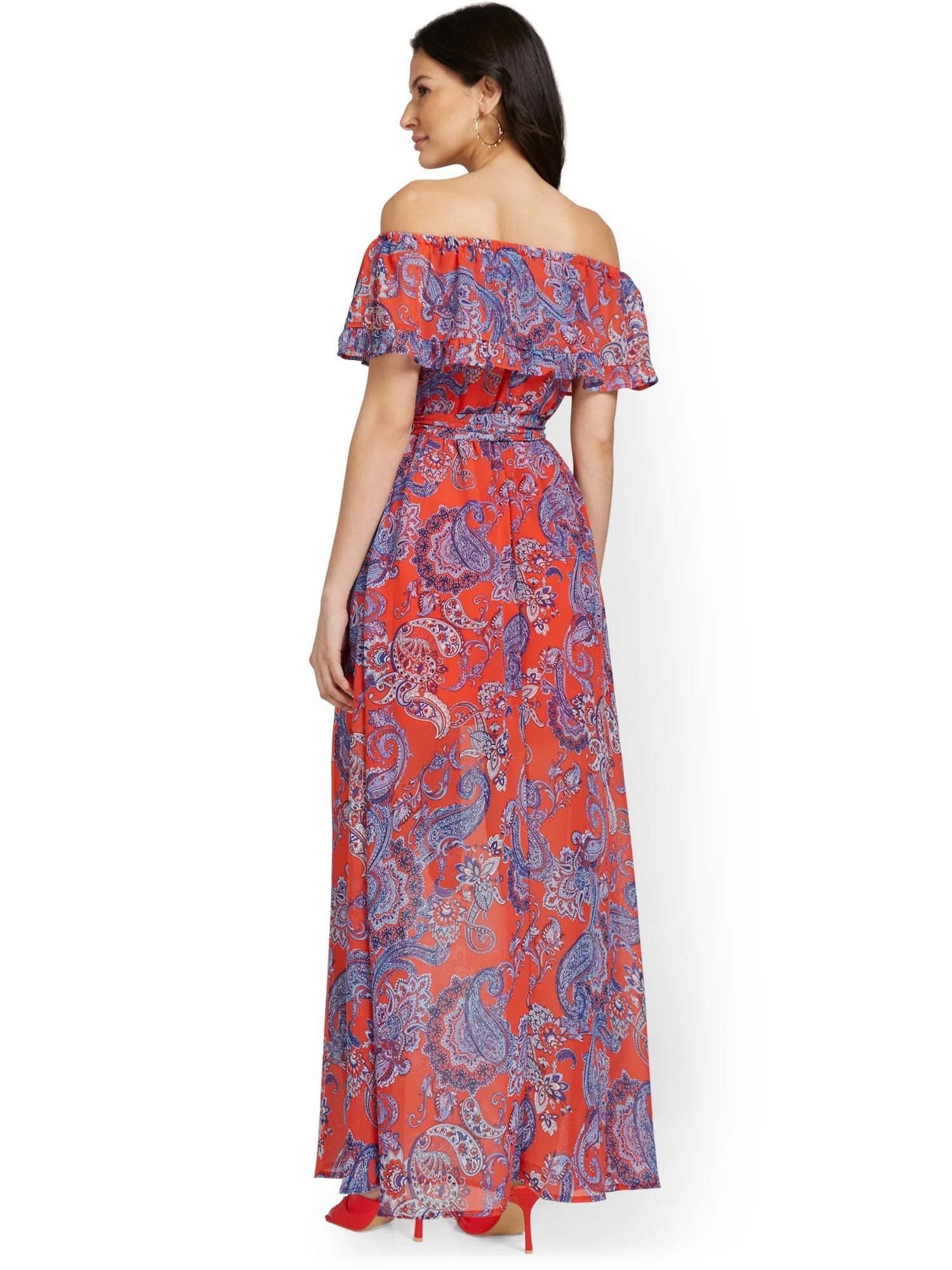 Petite Paisley Off-The-Shoulder Maxi Dress - Image 3