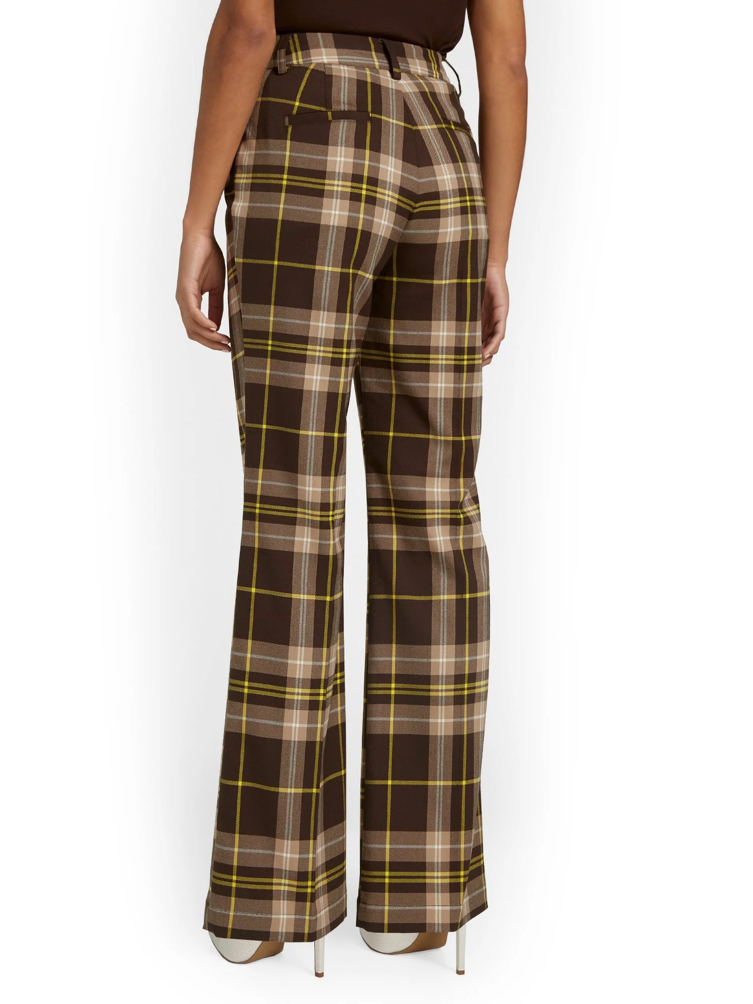 Petite Plaid Asymmetric-Button Wide-Leg Pant - Image 3