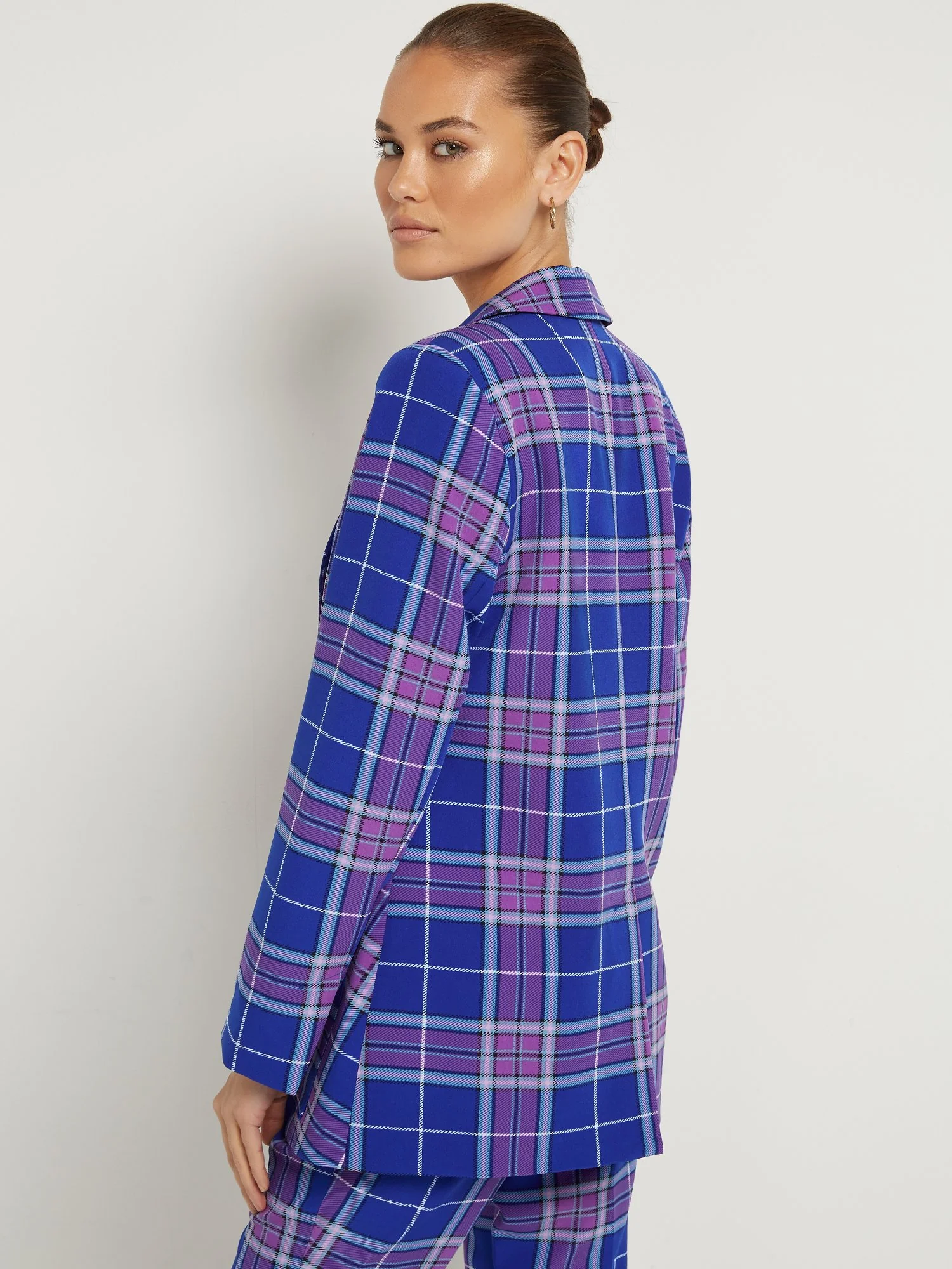Petite Plaid Double-Breasted Blazer - Image 3