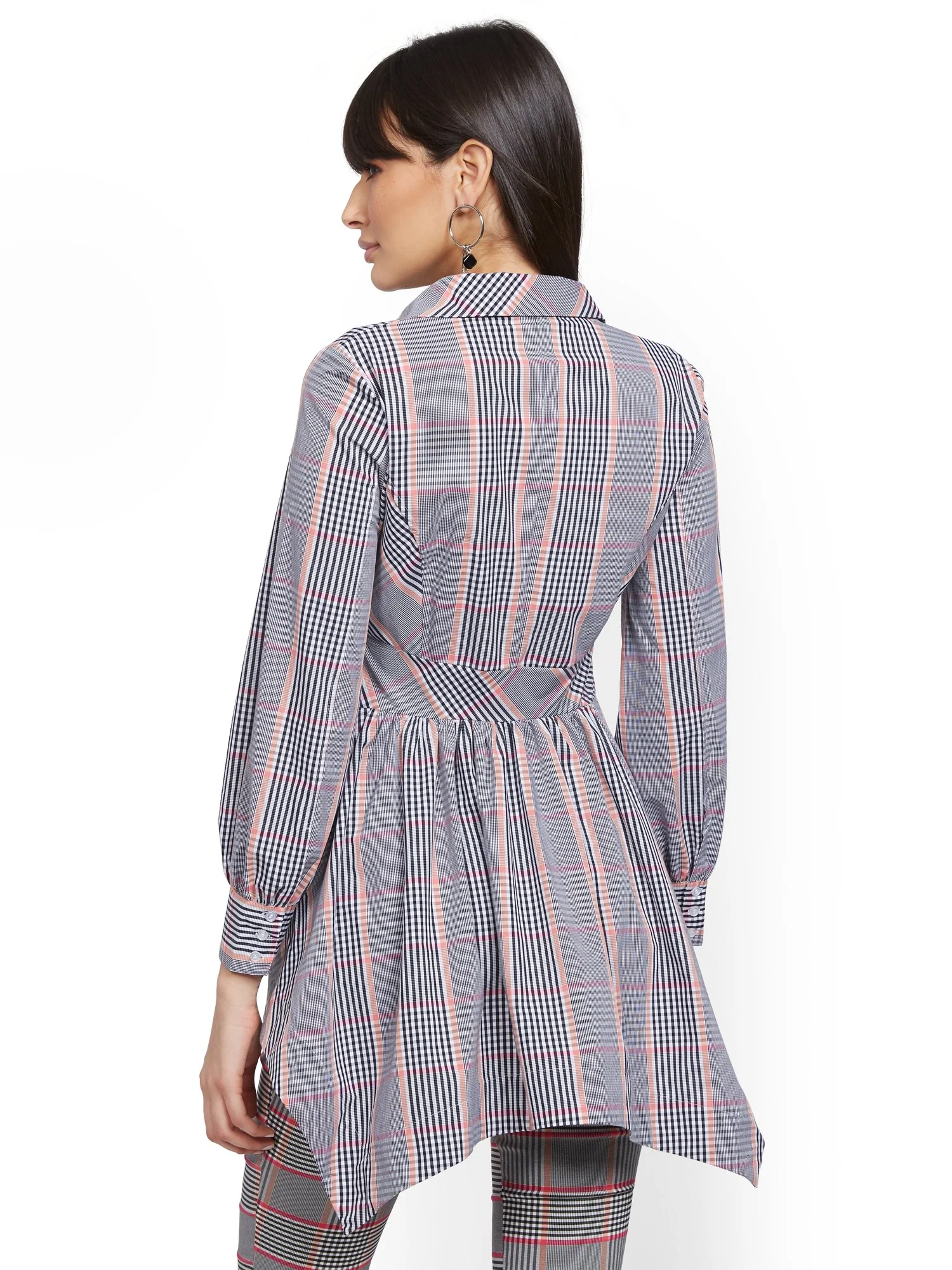 Petite Plaid High-Low Shirt - 7th Avenue - Image 3