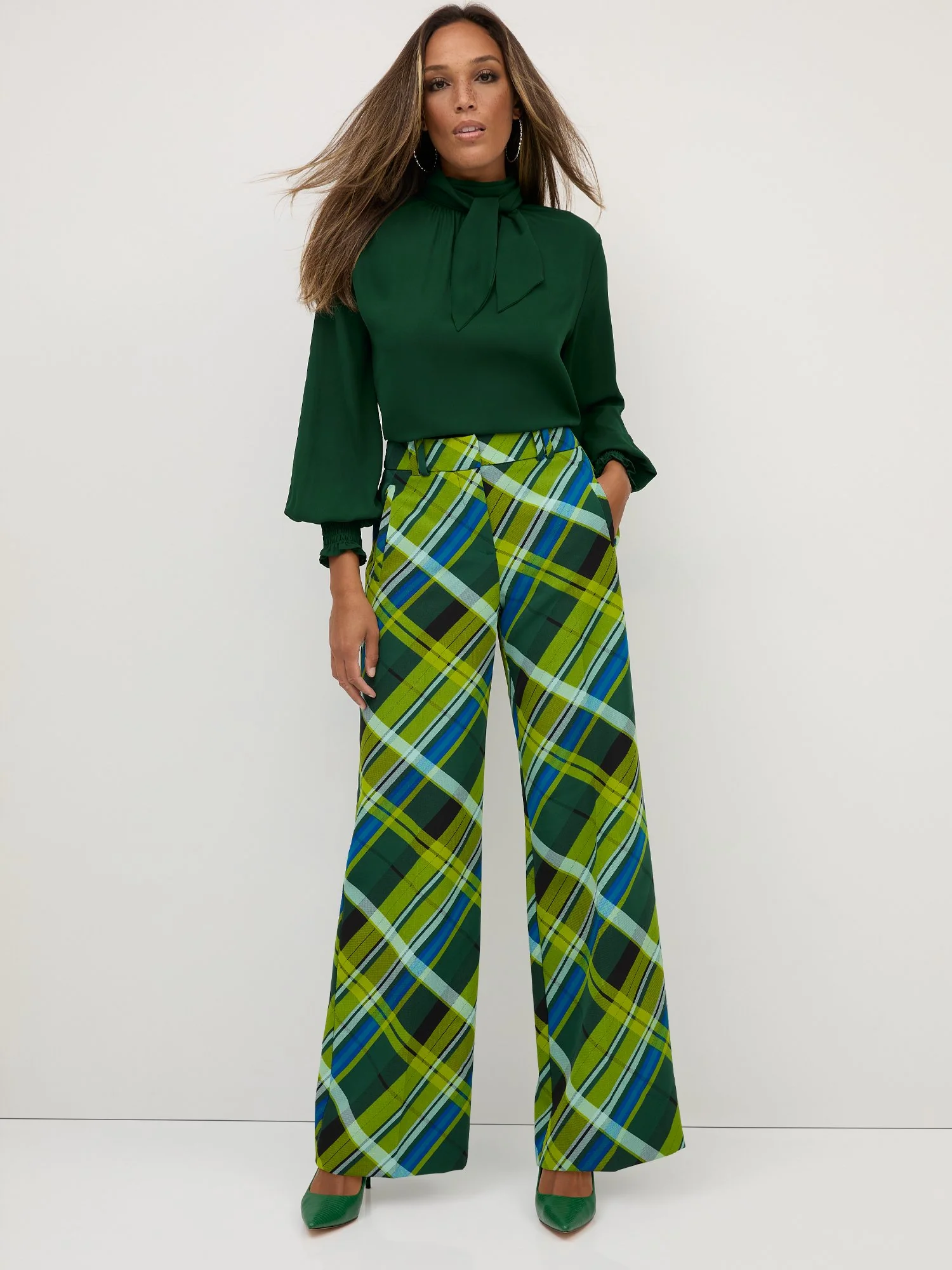 Petite Plaid High-Waisted Wide-Leg Pant - Image 2