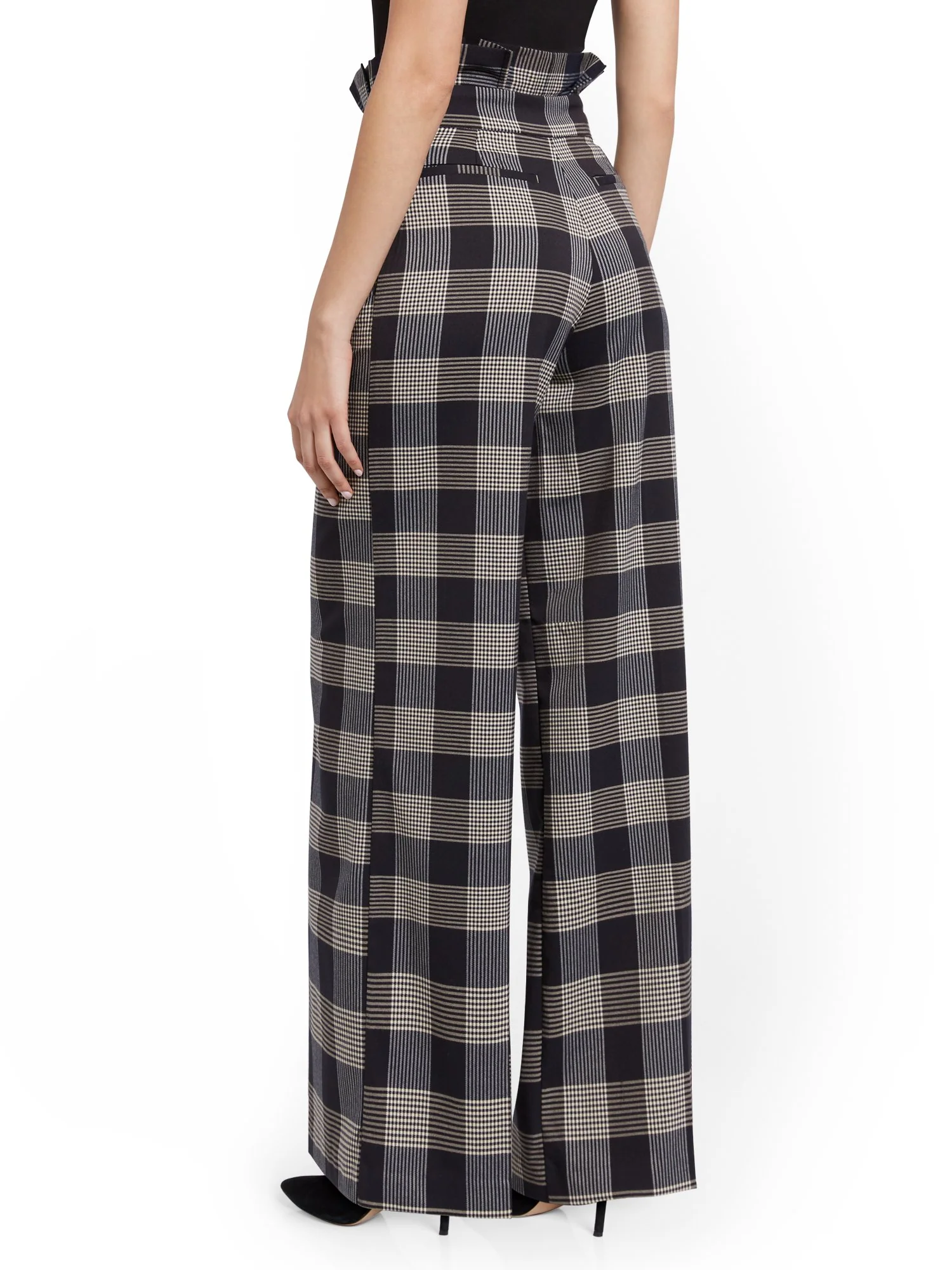 Petite Plaid Paperbag-Waist Wide-Leg Pant - Image 3