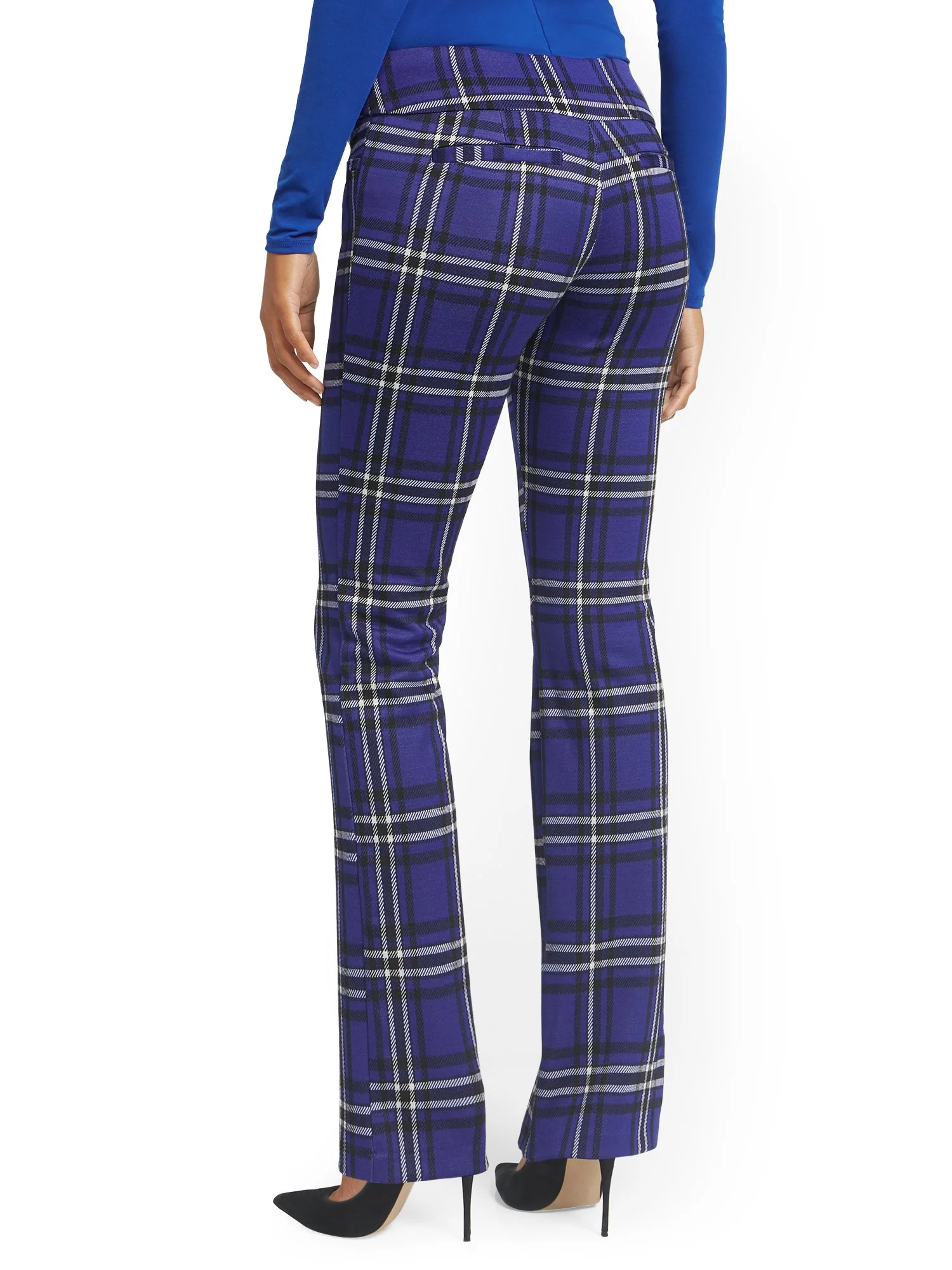 Petite Plaid Pull-On Bootcut Ponte Knit Pant - Superflex - Image 3