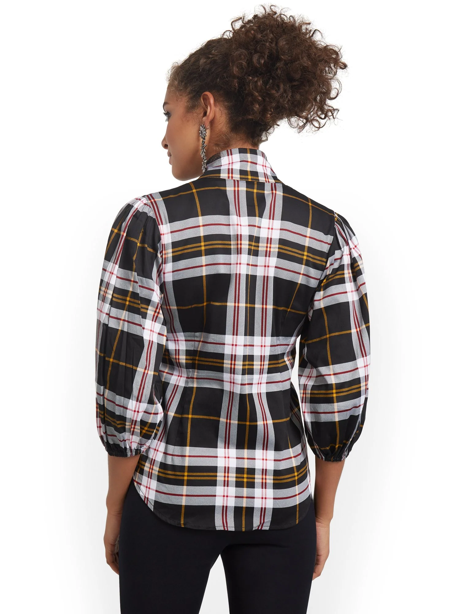 Petite Plaid Tie-Front Poplin Shirt - Image 2