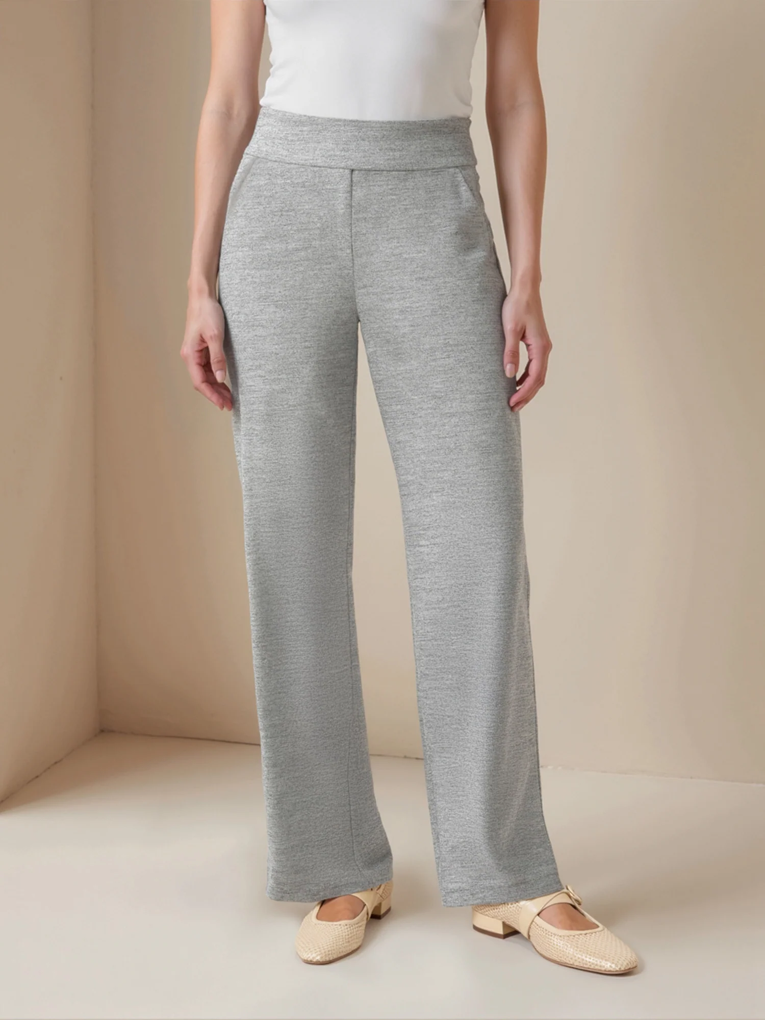 Petite Ponte Wide Leg Mid Rise Pant - Image 11