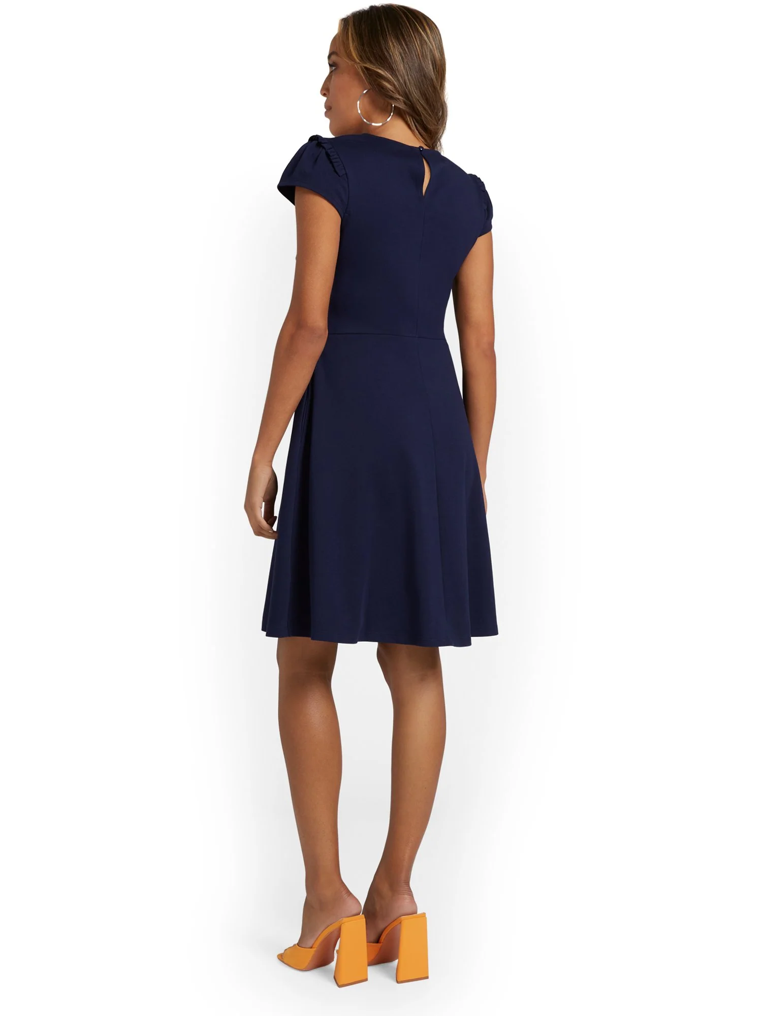 Petite Puff-Sleeve Flare Dress - City Knits - Image 14