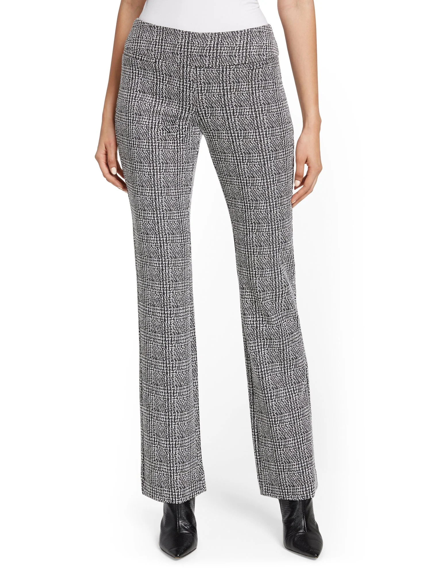 Petite Pull-On Check-Print Bootcut Ponte Pant - Superflex - Image 5