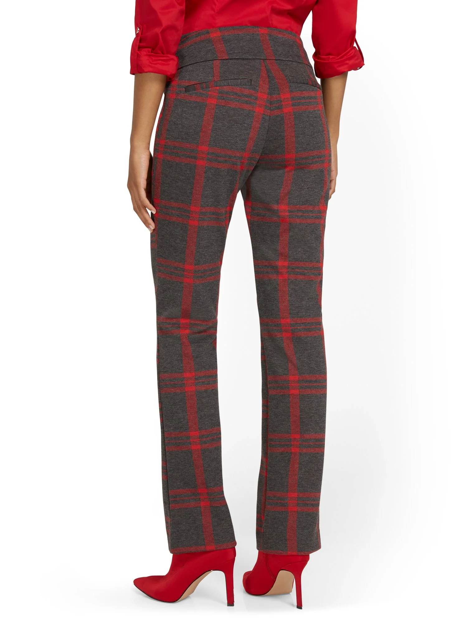 Petite Pull-On Plaid Bootcut Ponte Pant - Superflex - Image 3