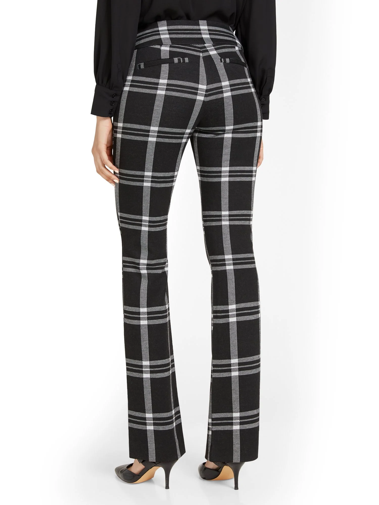 Petite Pull-On Plaid Bootcut Ponte Pant - Superflex - Image 8