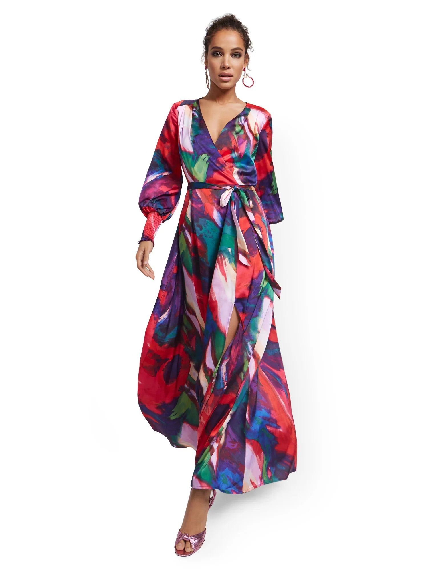 Petite Purple Faux Wrap Maxi Dress