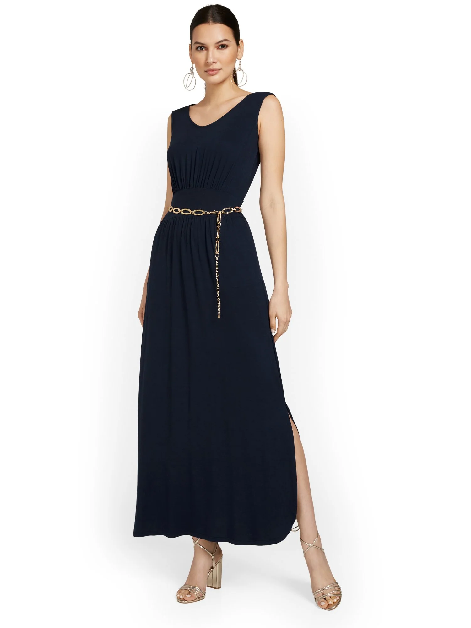 Petite Ruched Side-Slit Maxi Dress - Image 5