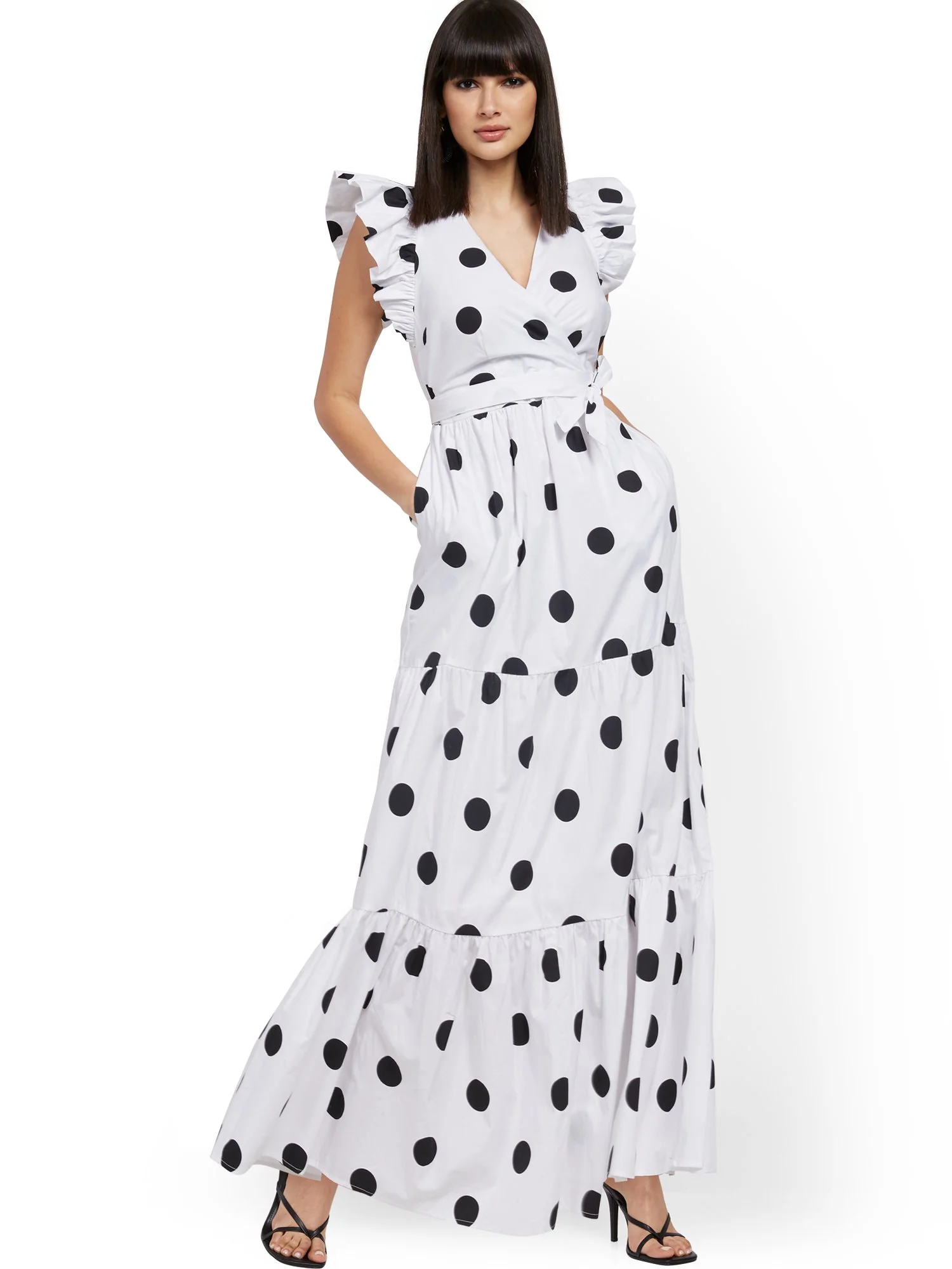 Petite Ruffle-Sleeve Poplin Maxi Dress - Image 2