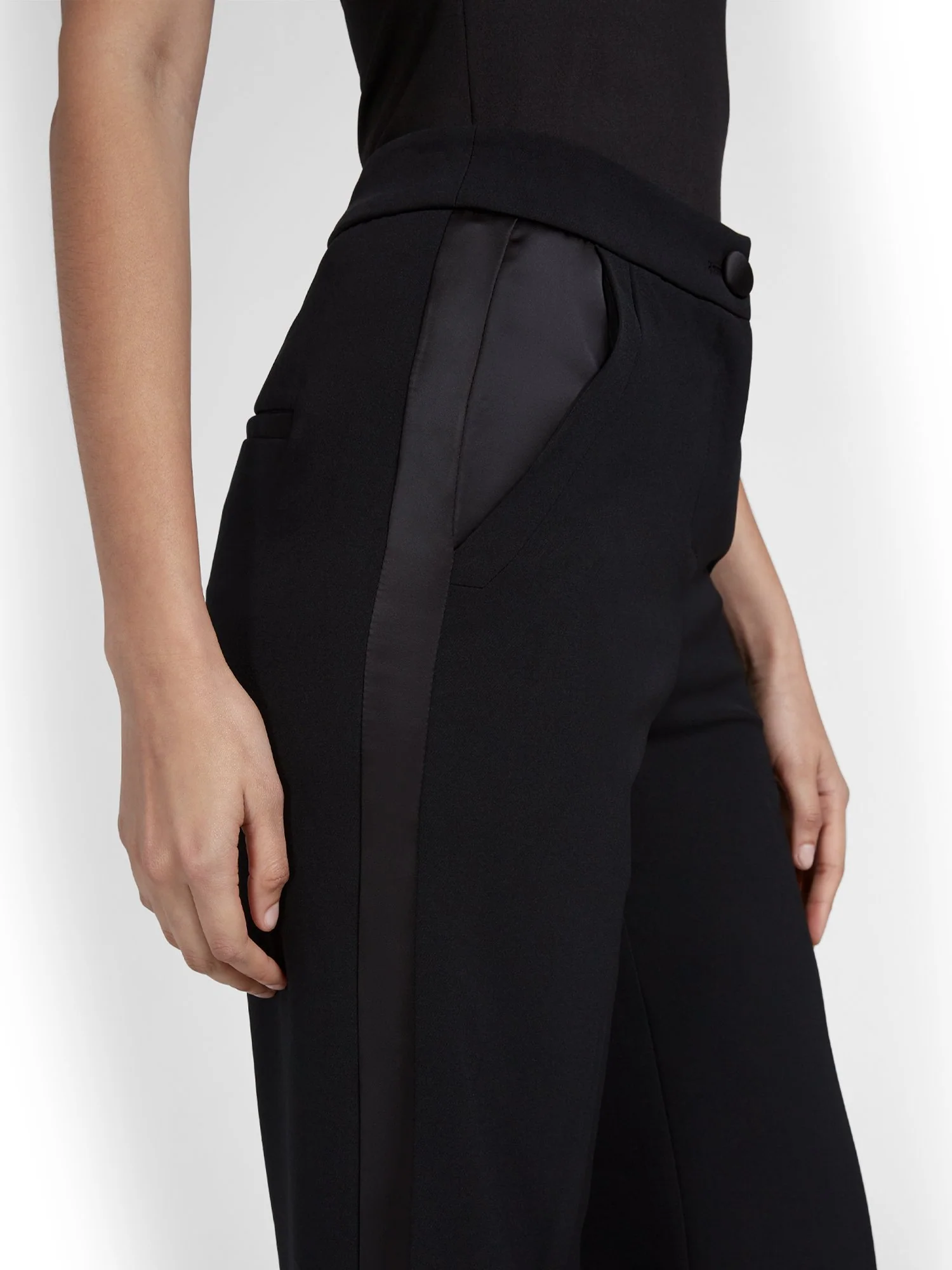 Petite Satin-Trim Wide-Leg Tuxedo Pant - Image 4