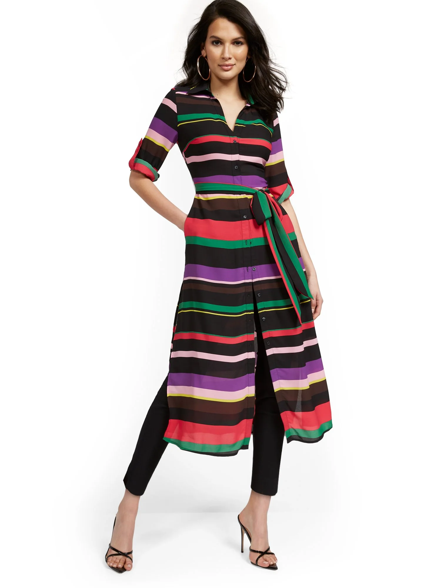 Petite Sheer Stripe Maxi Top - Image 2
