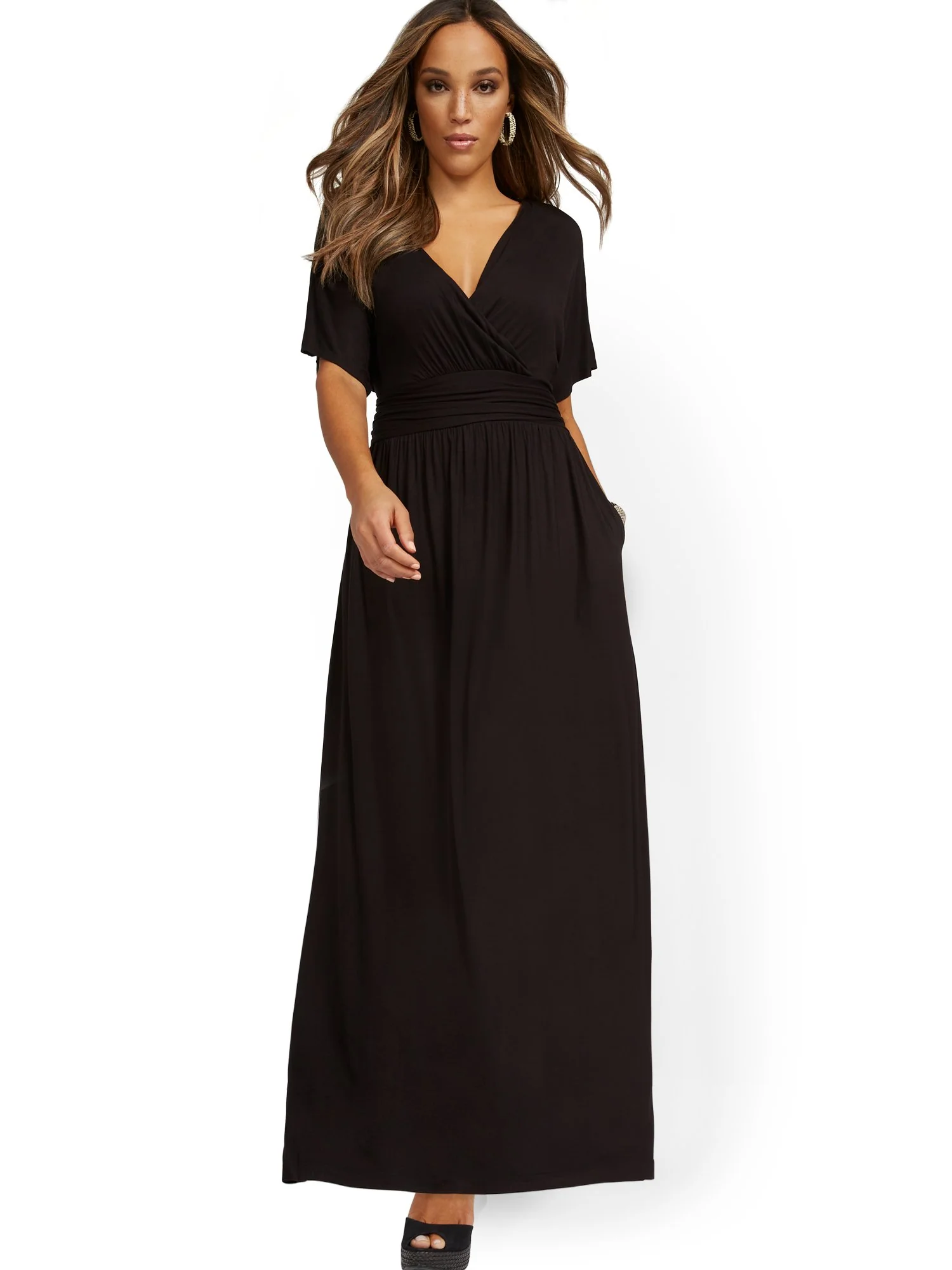 Petite Short-Sleeve Dolman Maxi Dress