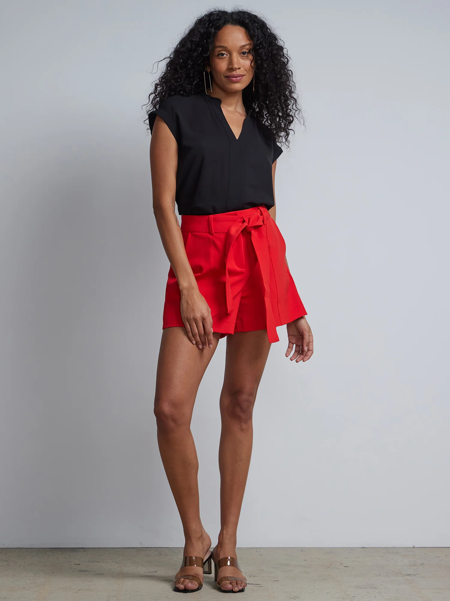 Petite Split-Neck Cuffed Blouse - Image 4