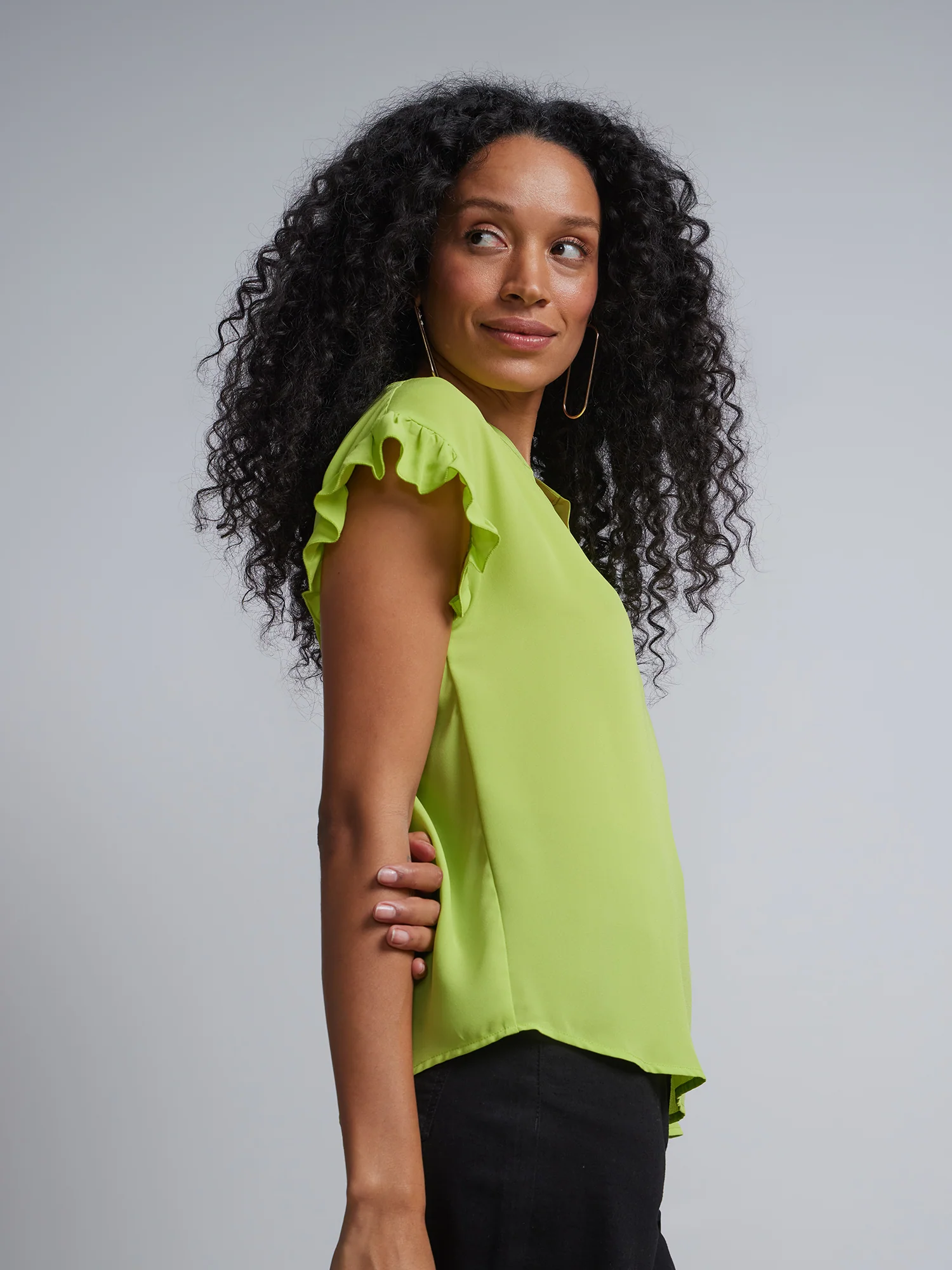 Petite Split-Neck Ruffle-Sleeve Blouse - Image 12