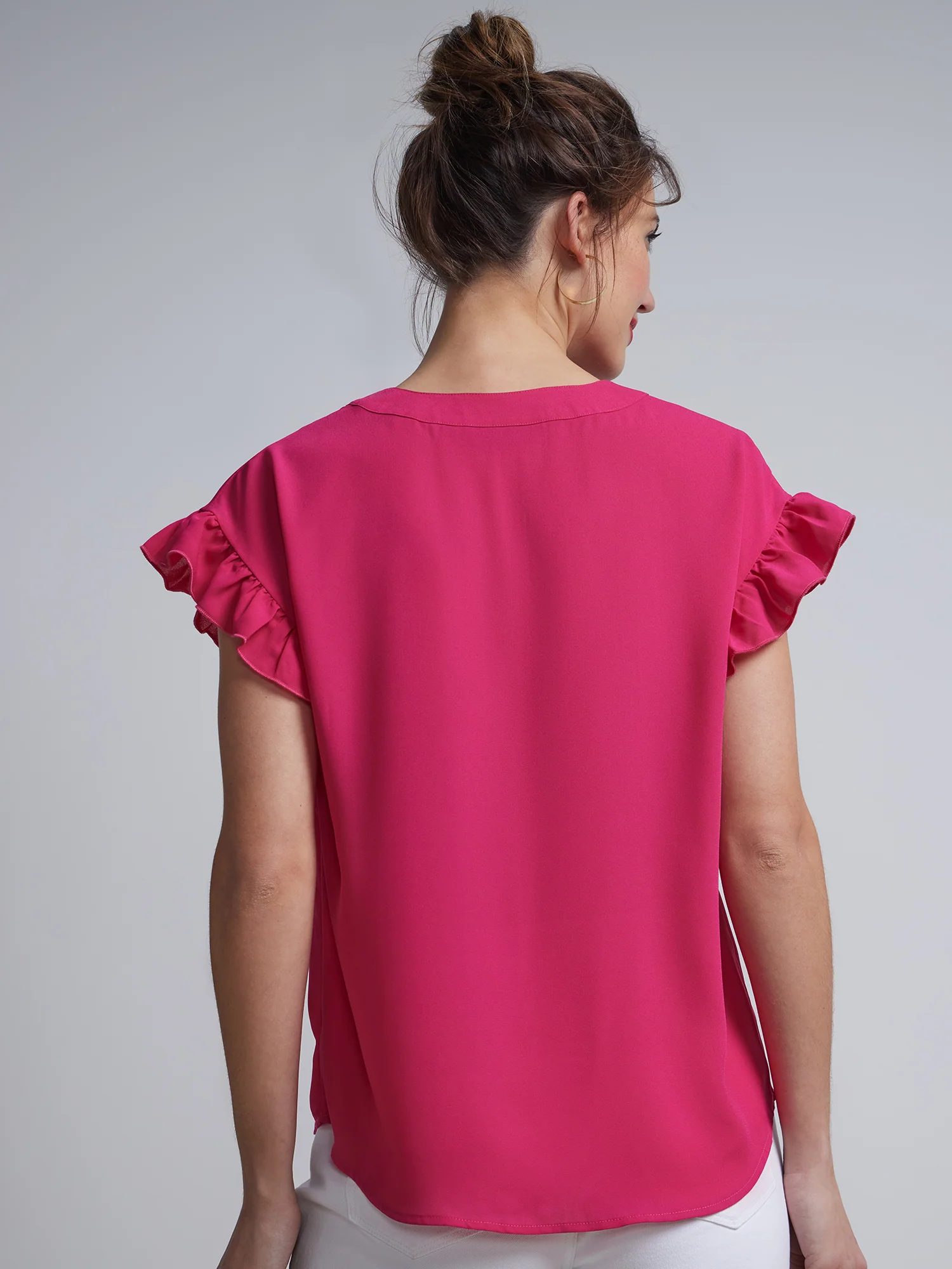 Petite Split-Neck Ruffle-Sleeve Blouse - Image 18