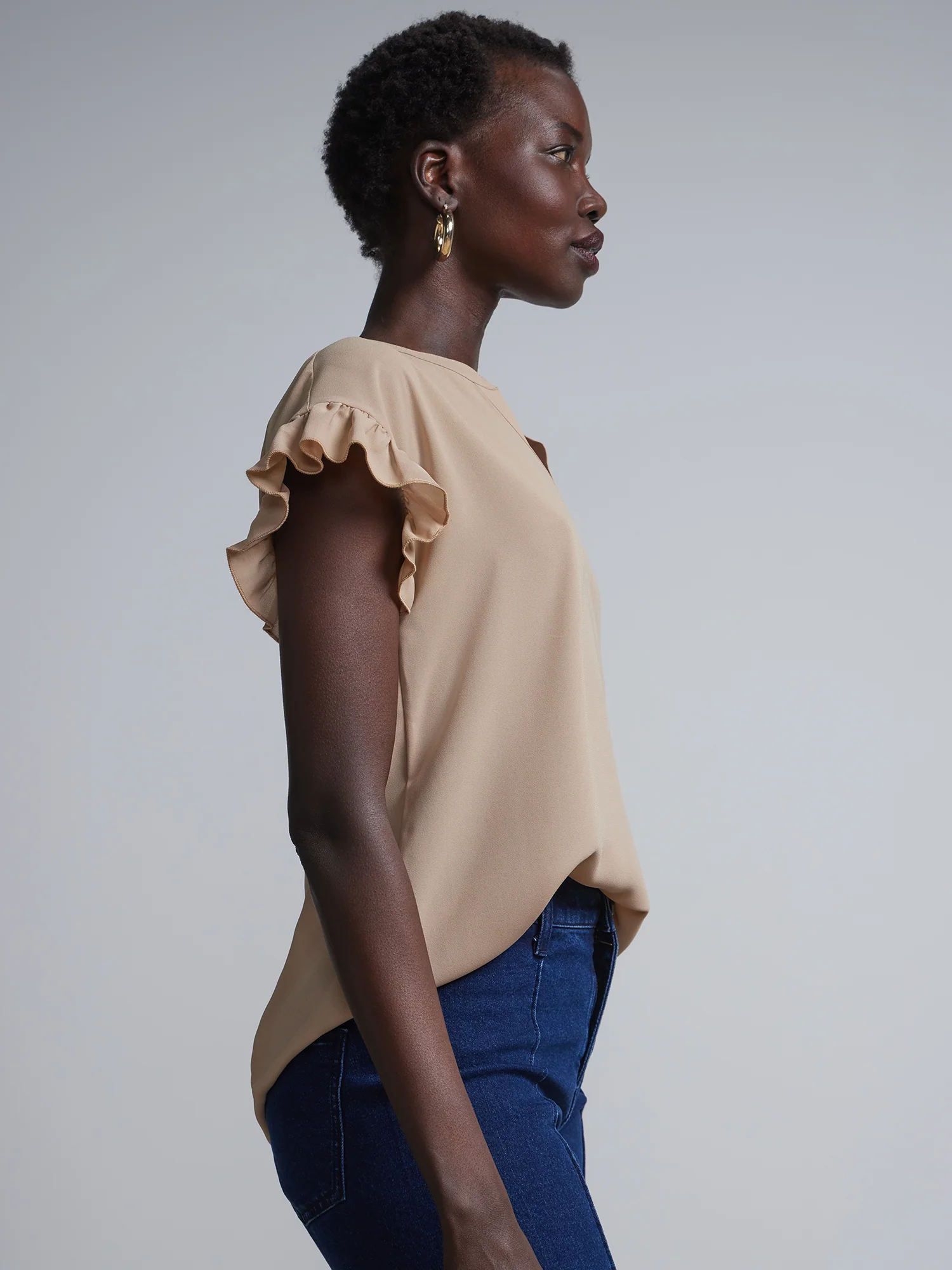 Petite Split-Neck Ruffle-Sleeve Blouse - Image 22