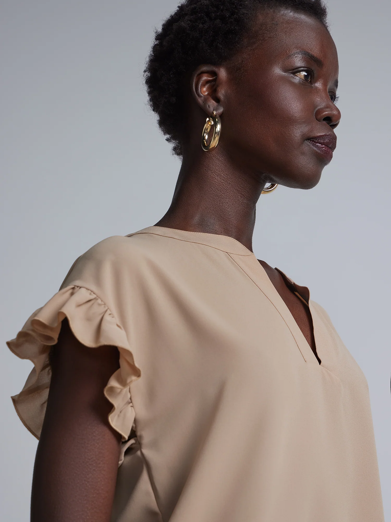 Petite Split-Neck Ruffle-Sleeve Blouse - Image 24