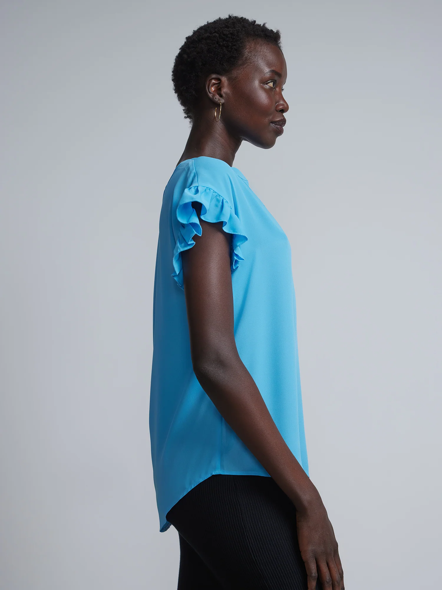 Petite Split-Neck Ruffle-Sleeve Blouse - Image 28