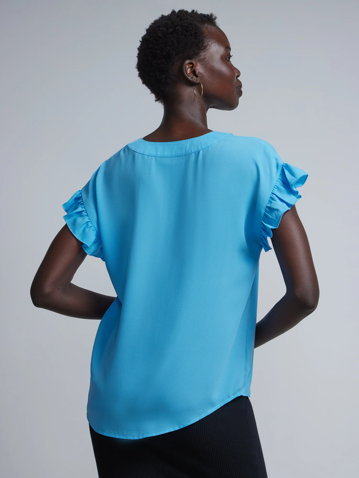 Petite Split-Neck Ruffle-Sleeve Blouse - Image 29