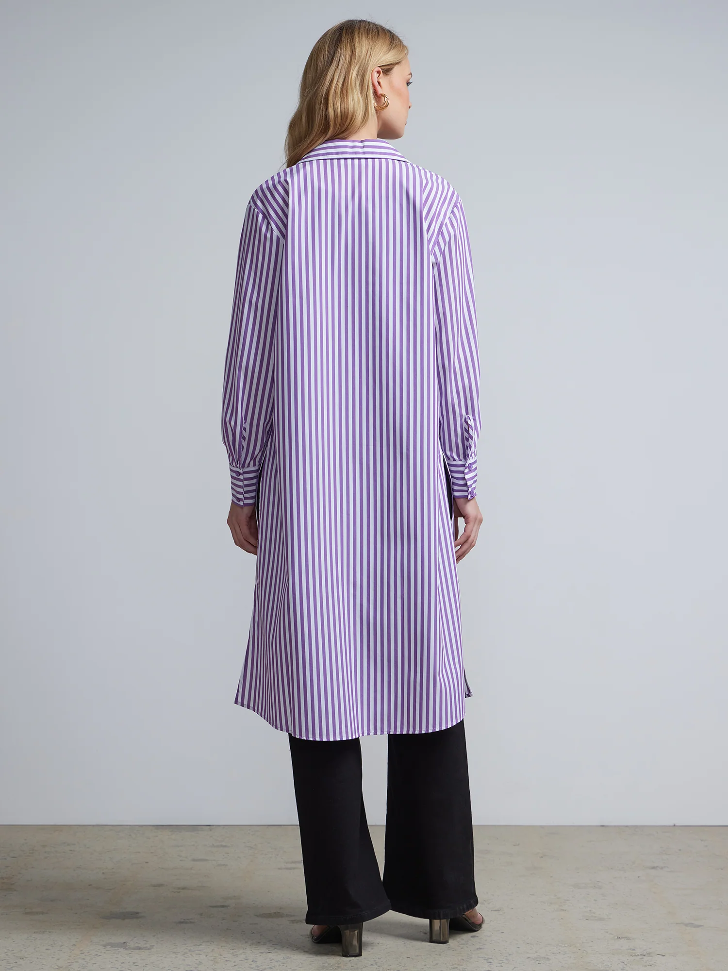 Petite Striped Maxi Button-Front - NY&C Madison Shirt® - Image 3