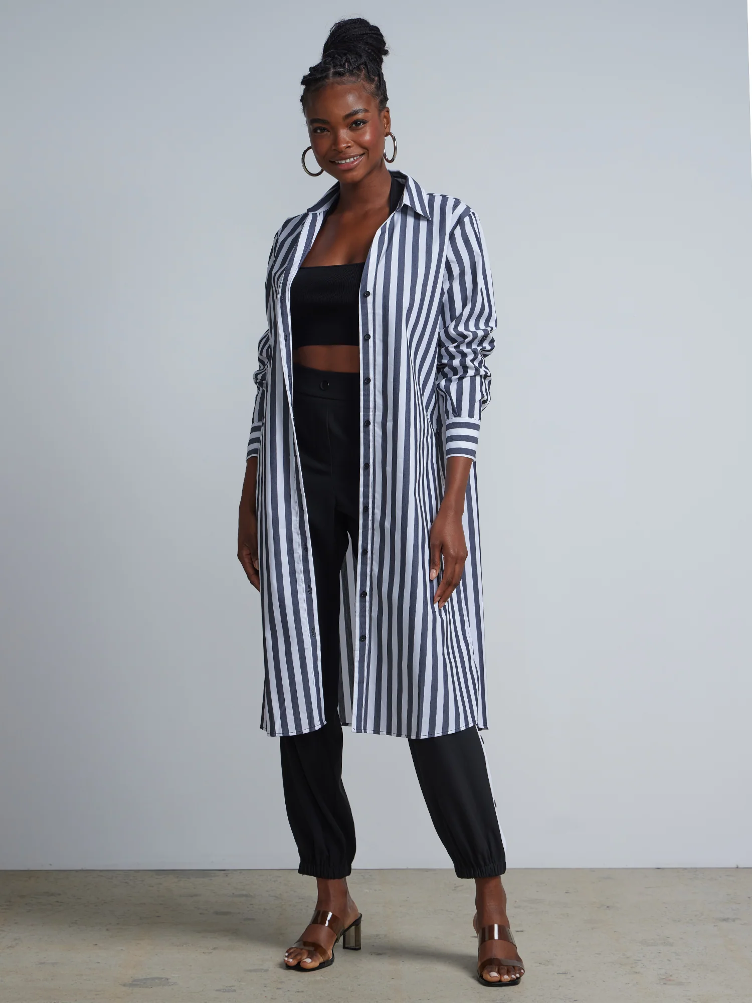 Petite Striped Maxi Button-Front - NY&C Madison Shirt®