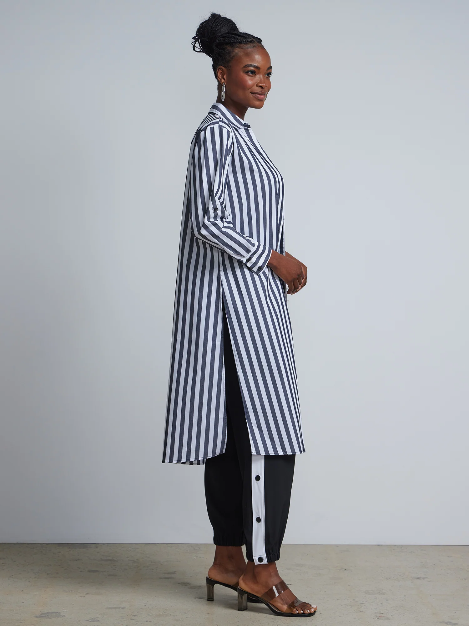 Petite Striped Maxi Button-Front - NY&C Madison Shirt® - Image 2