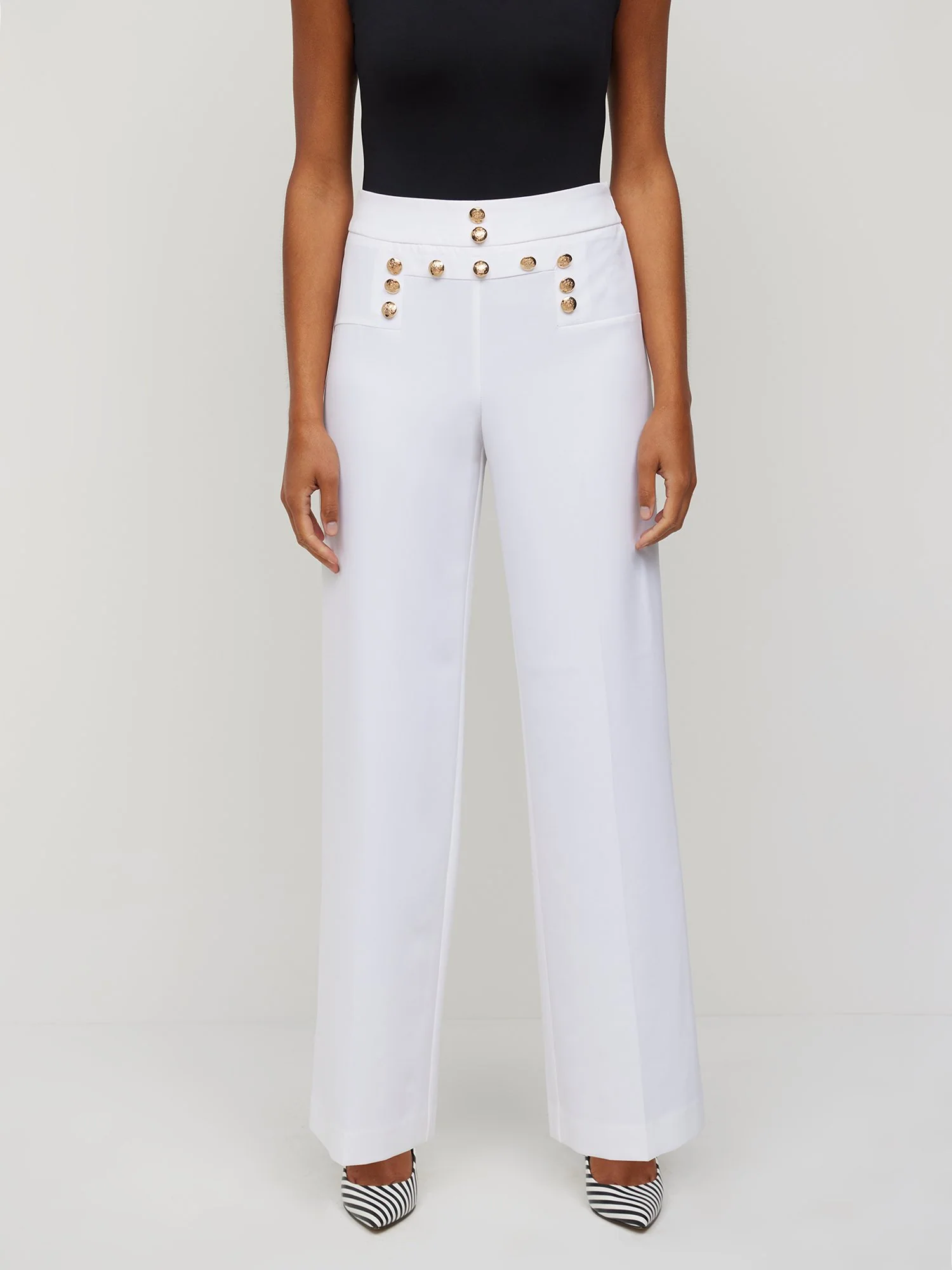 Petite Super High-Waisted Button-Front Sailor Wide-Leg Pant - Image 4