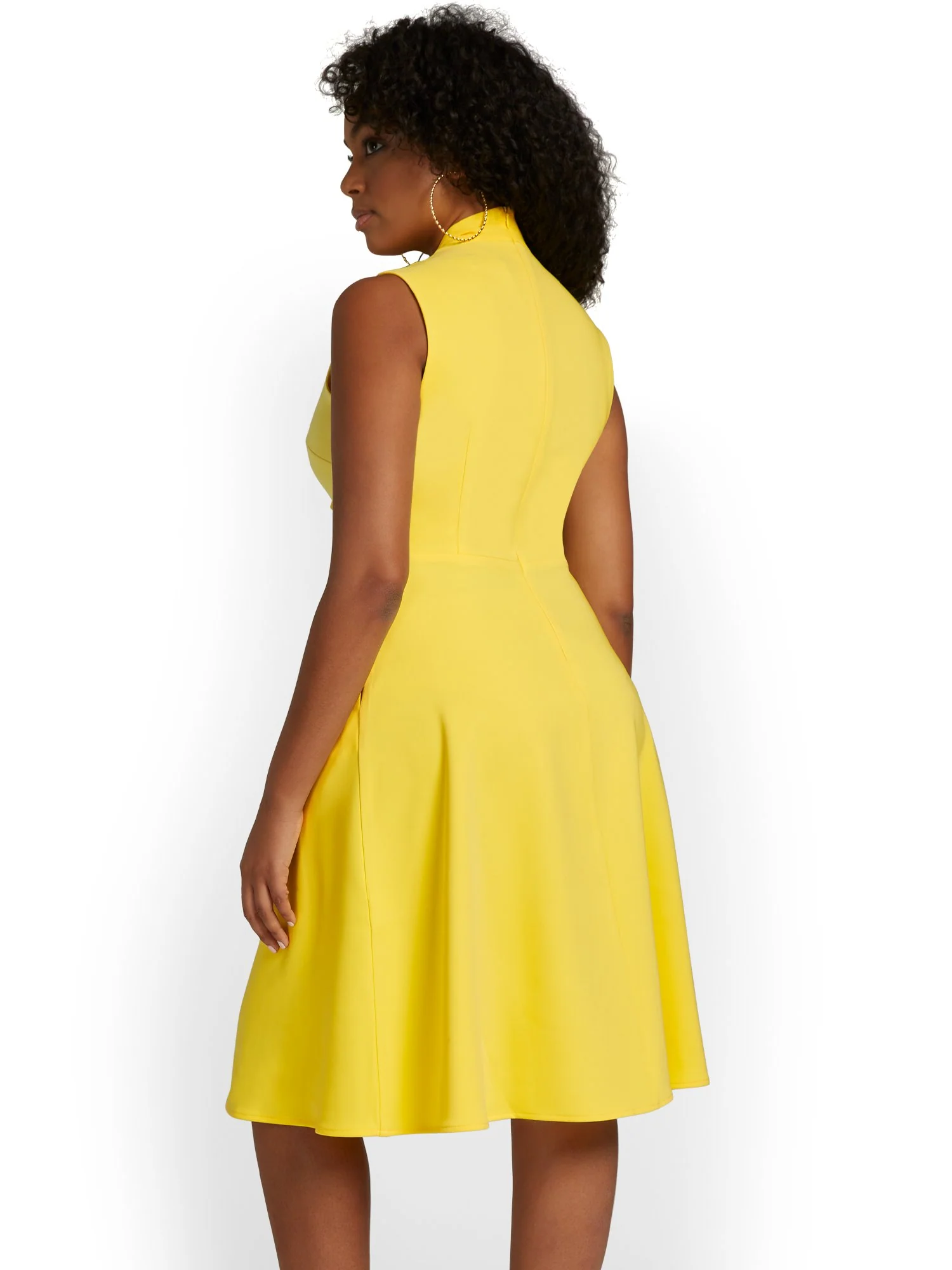 Petite Tie-Neck Flare Dress - Premium Stretch - Image 3