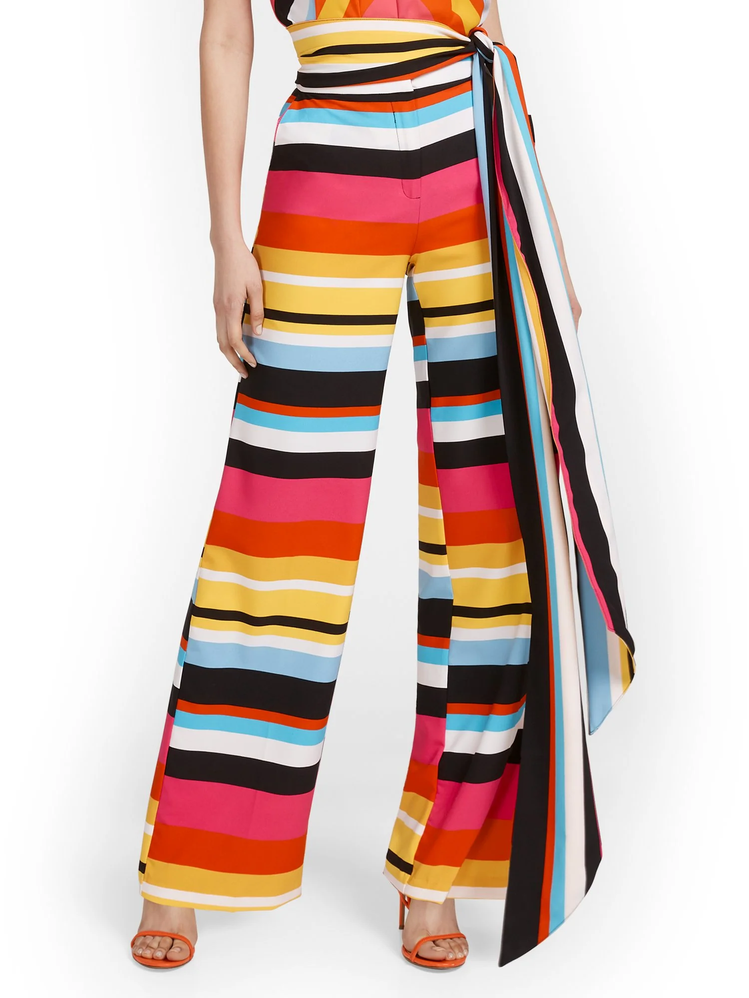 Petite Tie-Waist Stripe Palazzo Pant - Image 2