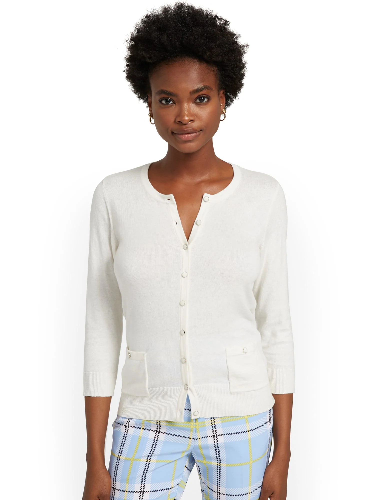 Petite Two-Pocket Chelsea Crewneck Cardigan - Image 7