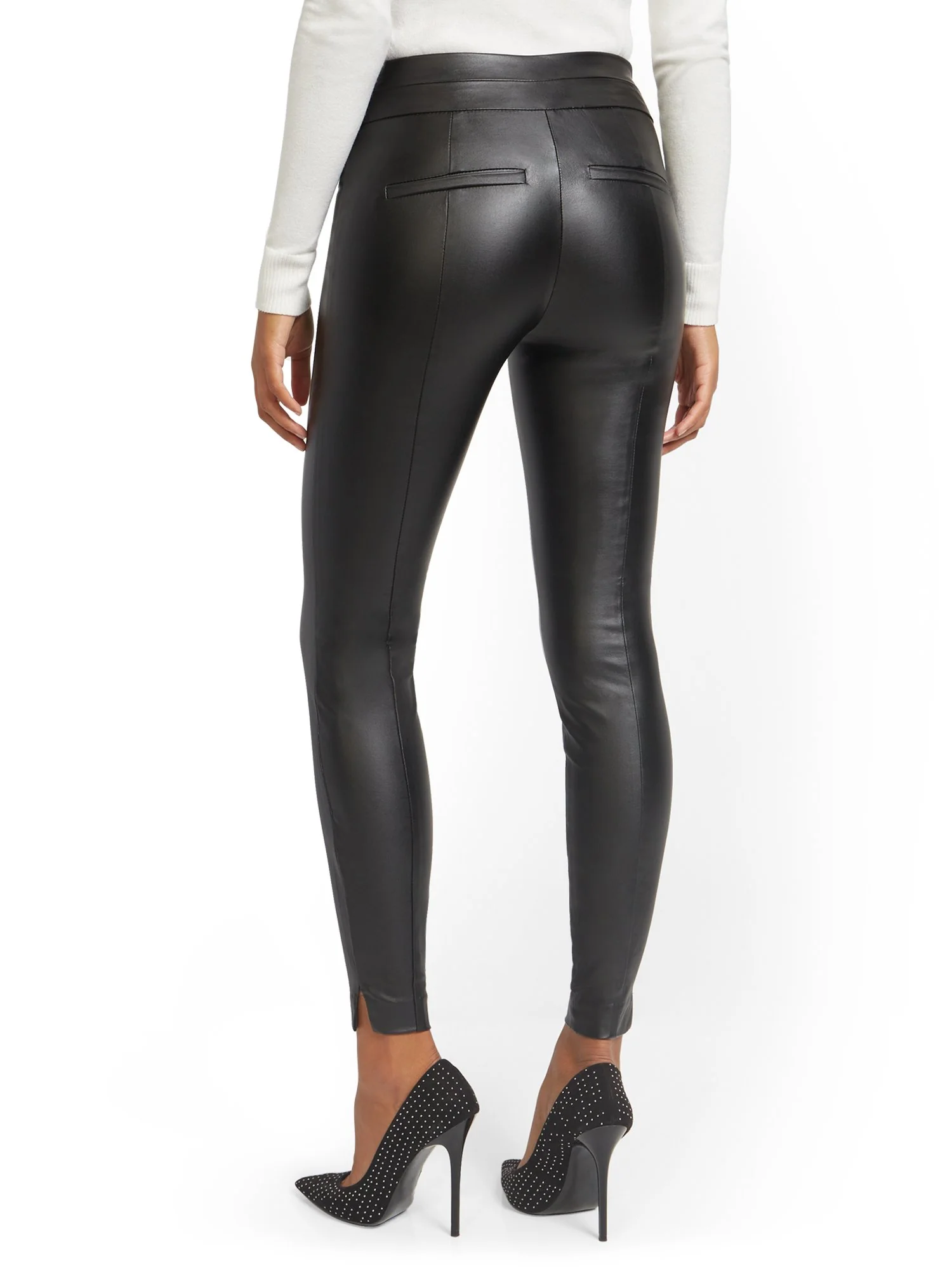Petite Whitney Faux-Leather High-Waisted Pull-On Slim-Leg Pant - Image 2