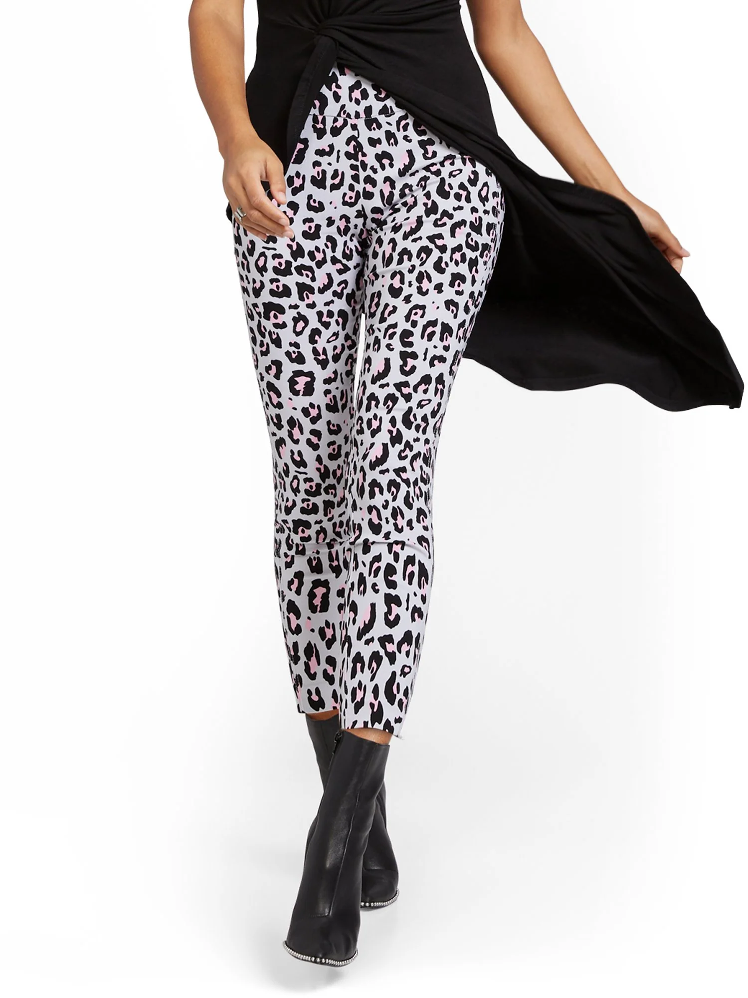 Petite Whitney High-Waisted Pull-On Slim-Leg Ankle Pant - Animal Print - Image 2
