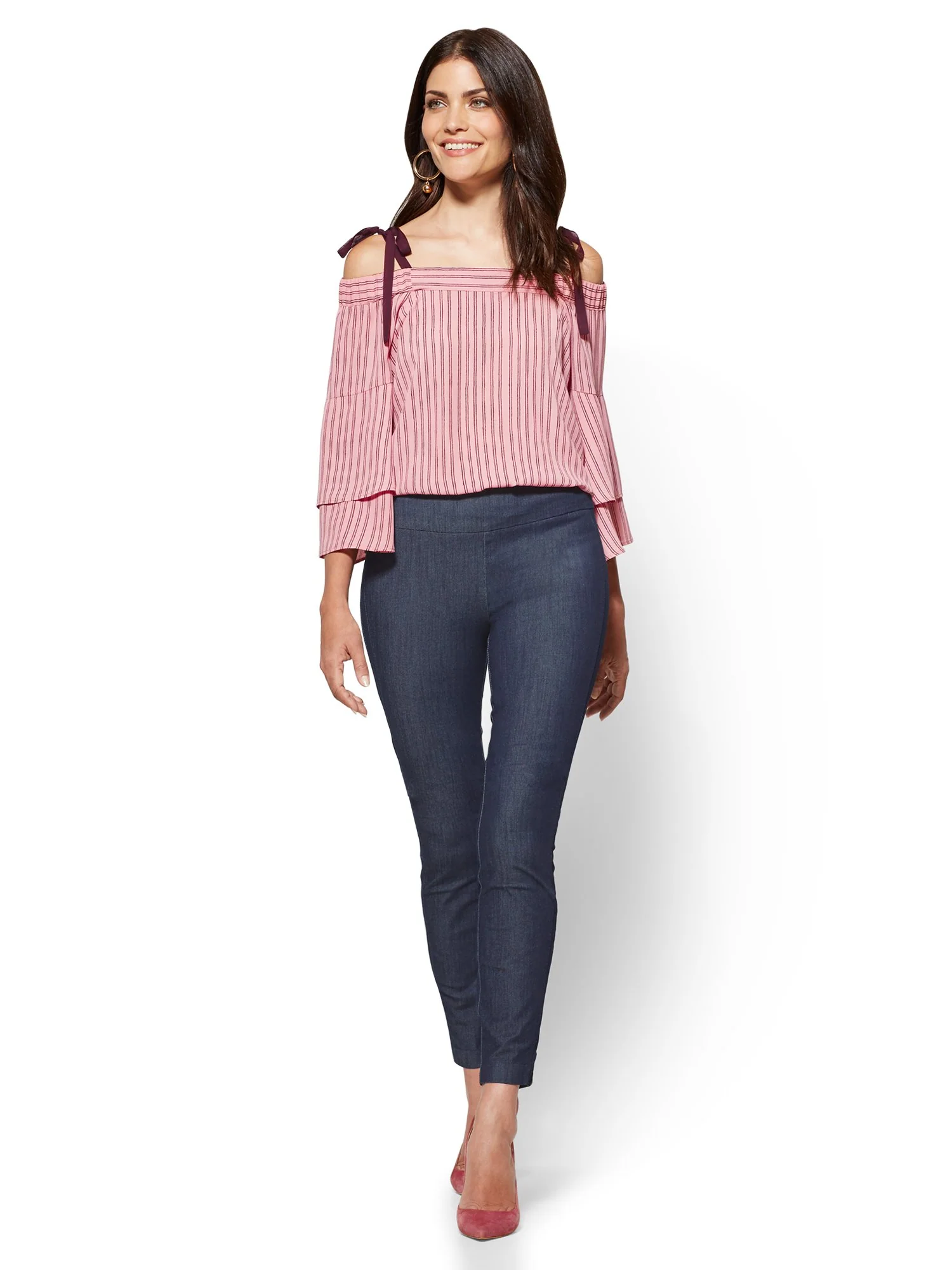 Petite Whitney High-Waisted Pull-On Slim-Leg Ankle Pant - Navy - Image 4