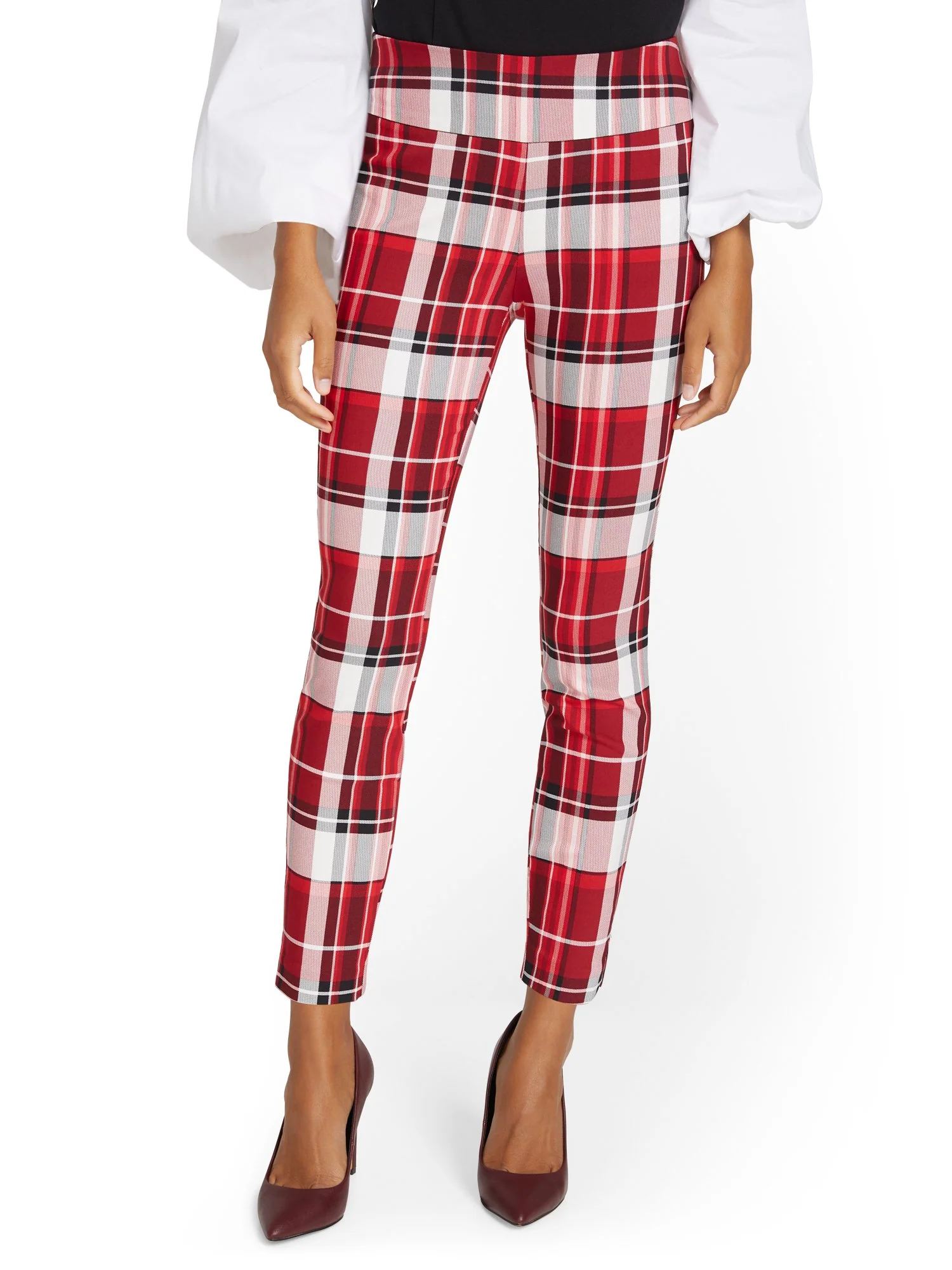 Petite Whitney High-Waisted Pull-On Slim-Leg Ankle Pant - Plaid - Image 10
