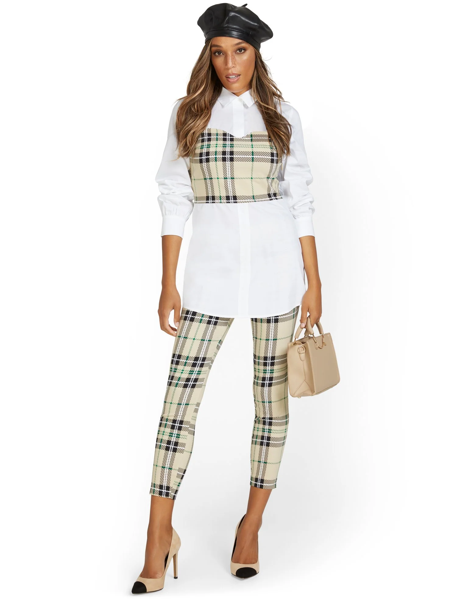 Petite Whitney High-Waisted Pull-On Slim-Leg Ankle Pant - Plaid - Image 4