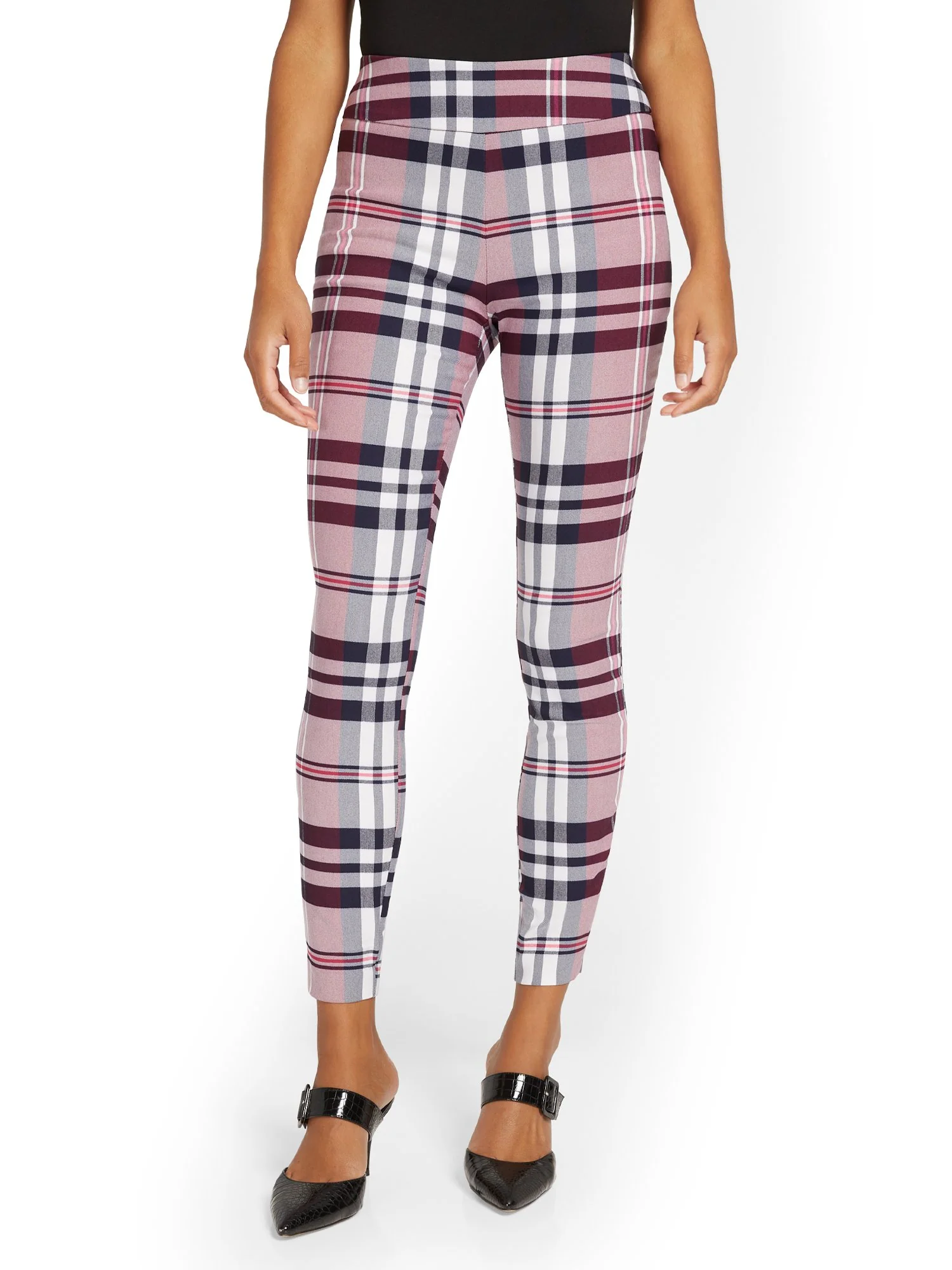 Petite Whitney High-Waisted Pull-On Slim-Leg Ankle Pant - Plaid - Image 5