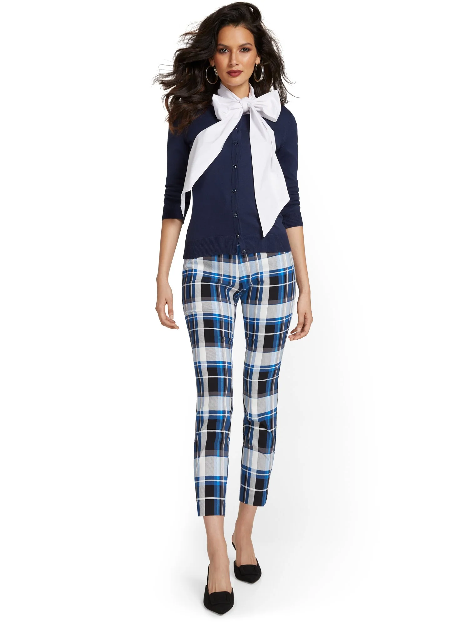 Petite Whitney High-Waisted Pull-On Slim-Leg Ankle Pant - Plaid - Image 4