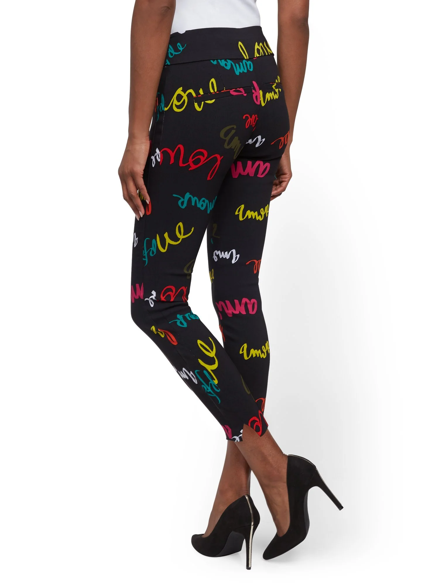 Petite Whitney High-Waisted Pull-On Slim-Leg Ankle Pant - Script-Print - Image 2
