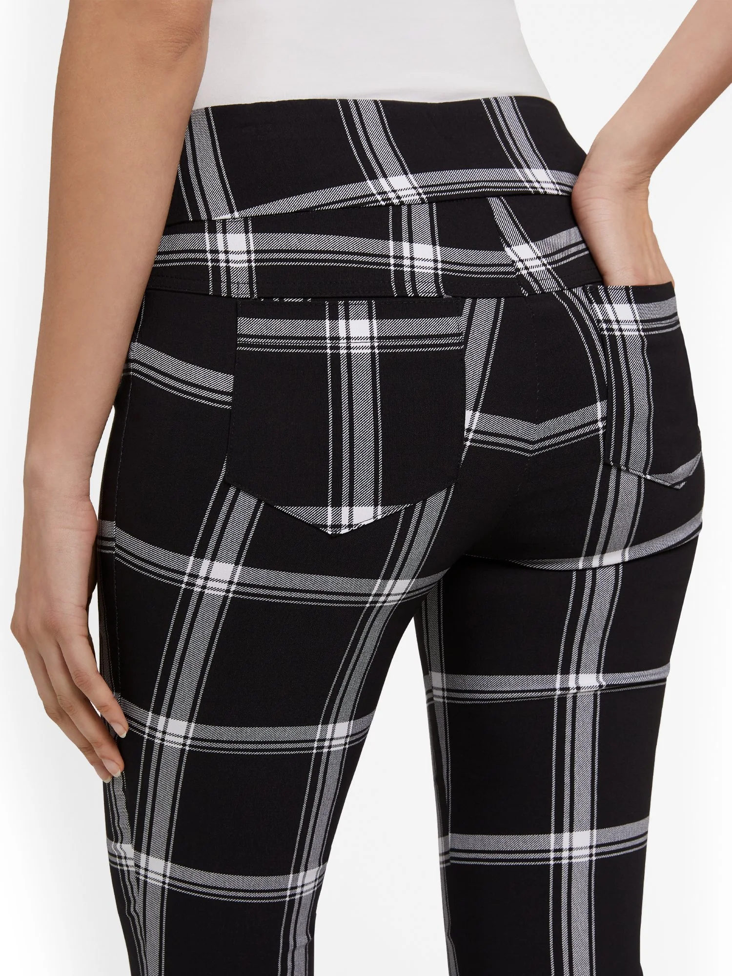 Petite Whitney High-Waisted Pull-On Slim-Leg Capri Pant - Check-Print - Image 4