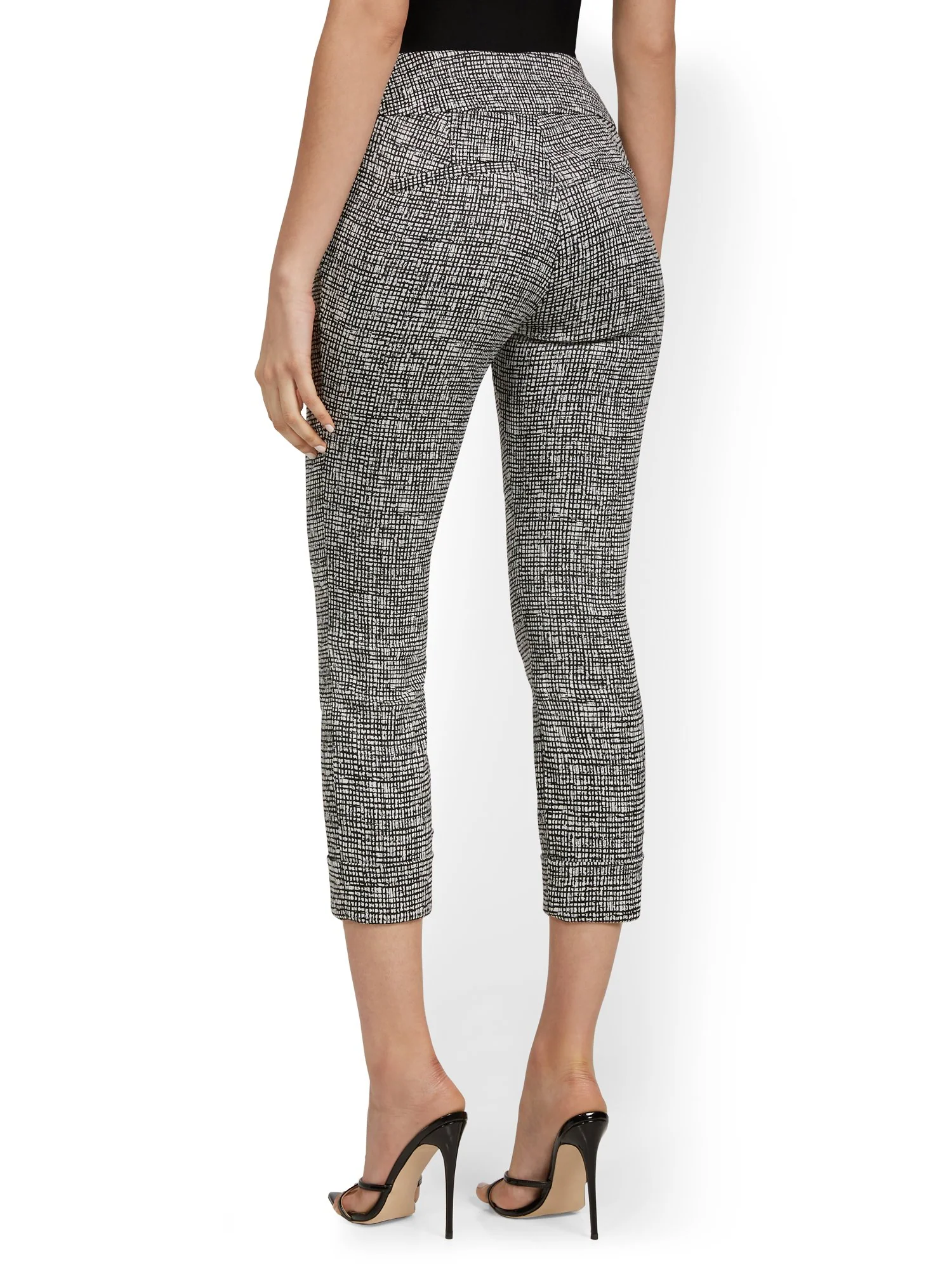 Petite Whitney High-Waisted Pull-On Slim-Leg Capri Pant - Crosshatch - Image 3