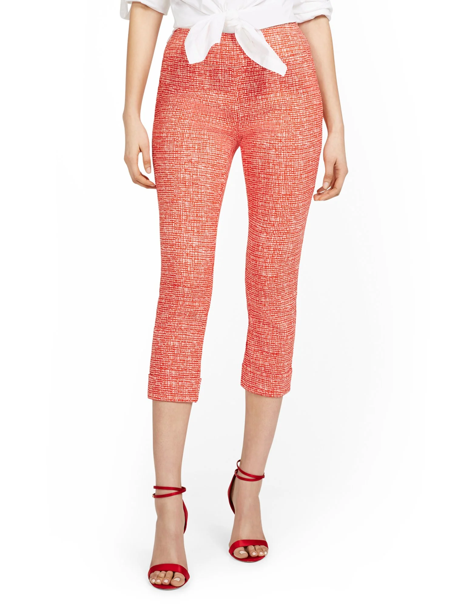 Petite Whitney High-Waisted Pull-On Slim-Leg Capri Pant - Crosshatch - Image 6
