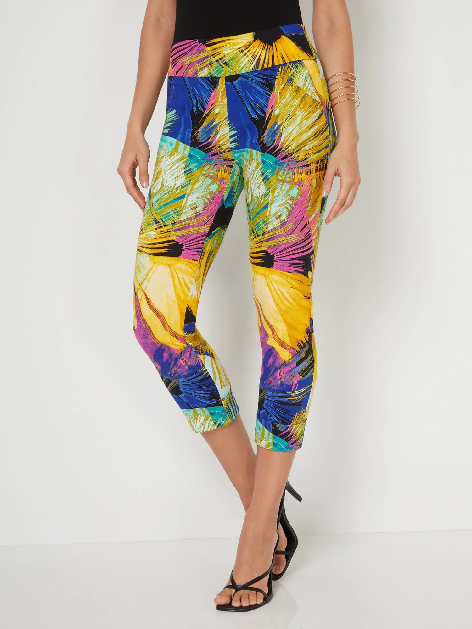 Petite Whitney High-Waisted Pull-On Slim-Leg Capri Pant - Firework Print - Image 4