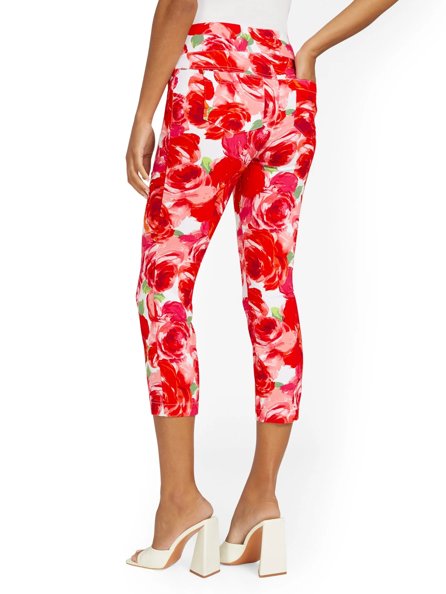 Petite Whitney High-Waisted Pull-On Slim-Leg Capri Pant - Floral-Print - Image 3