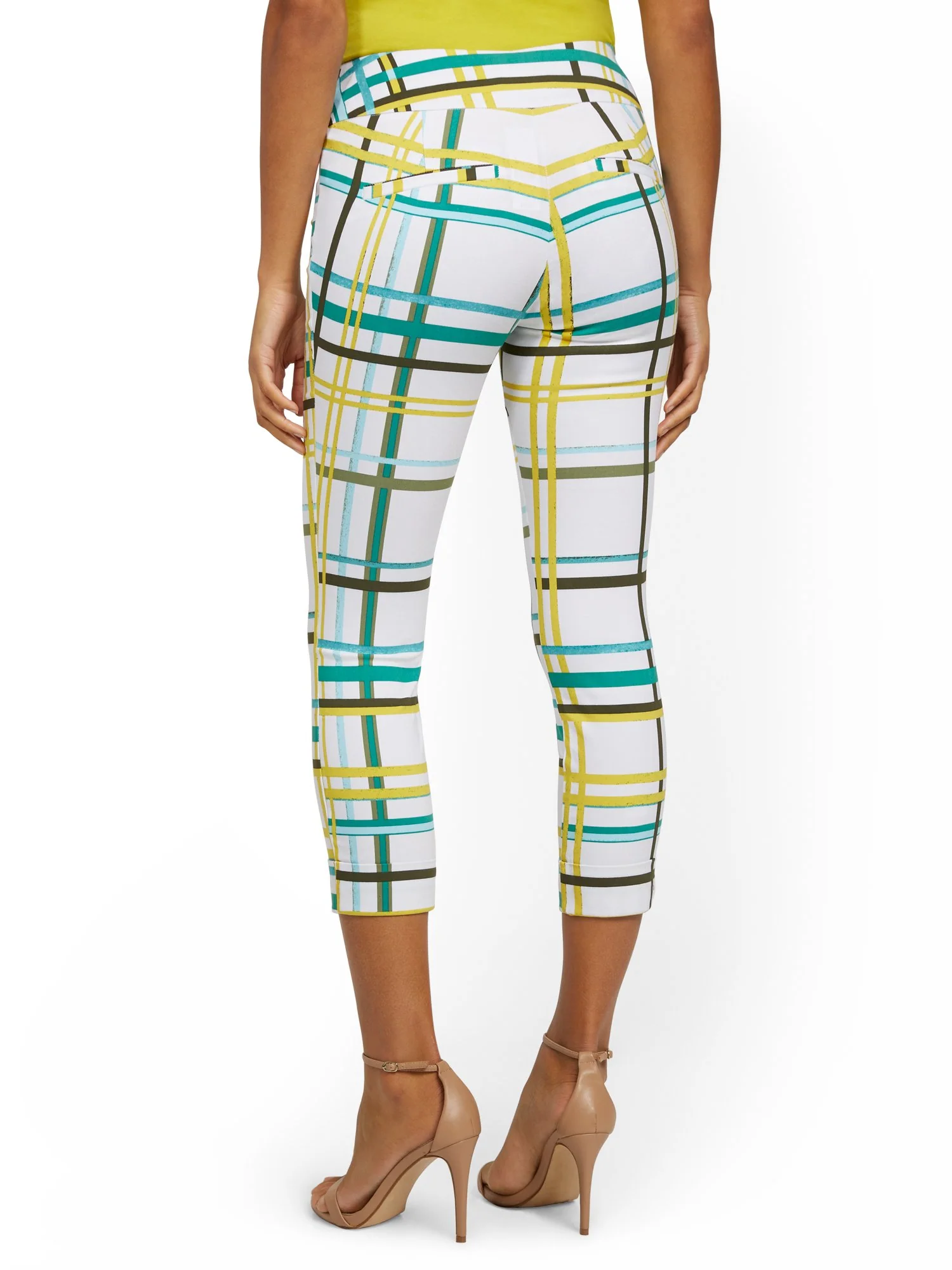 Petite Whitney High-Waisted Pull-On Slim-Leg Capri Pant - Plaid - Image 3