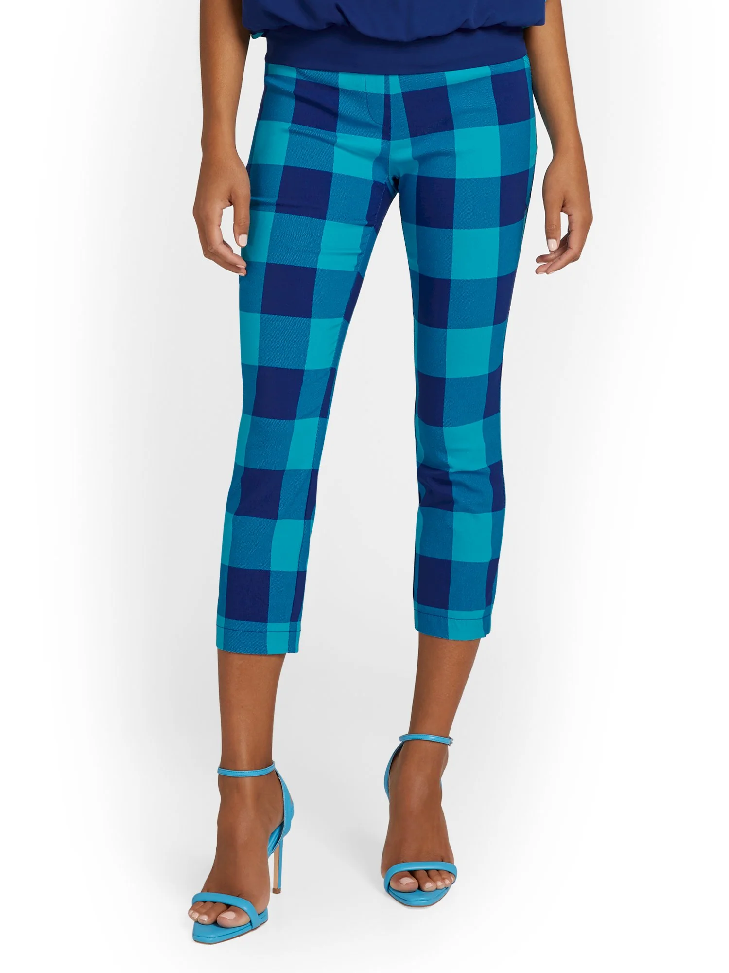 Petite Whitney High-Waisted Pull-On Slim-Leg Capri Pant - Plaid - Image 6