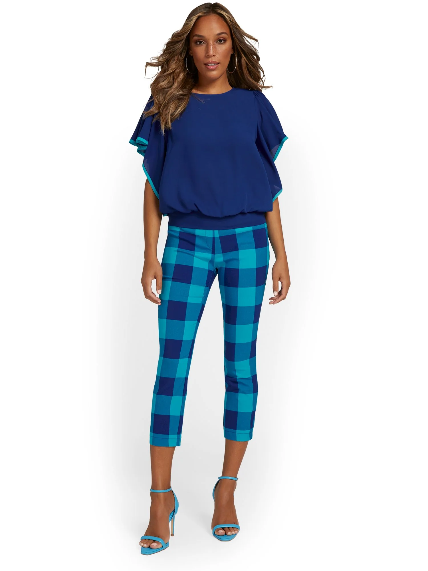 Petite Whitney High-Waisted Pull-On Slim-Leg Capri Pant - Plaid - Image 8