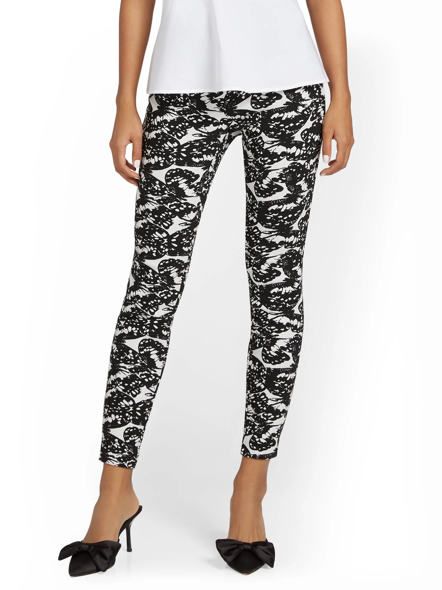 Petite Whitney High-Waisted Pull-On Slim-Leg Pant - Butterfly-Print - Image 2